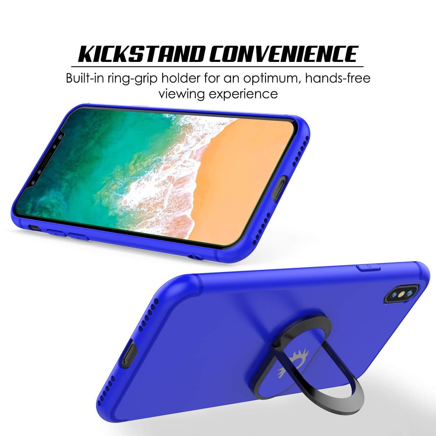 iPhone XS Max Case, Punkcase Magnetix Protective TPU Cover W/ Kickstand, Tempered Glass Screen Protector [Blue] - PunkCase NZ