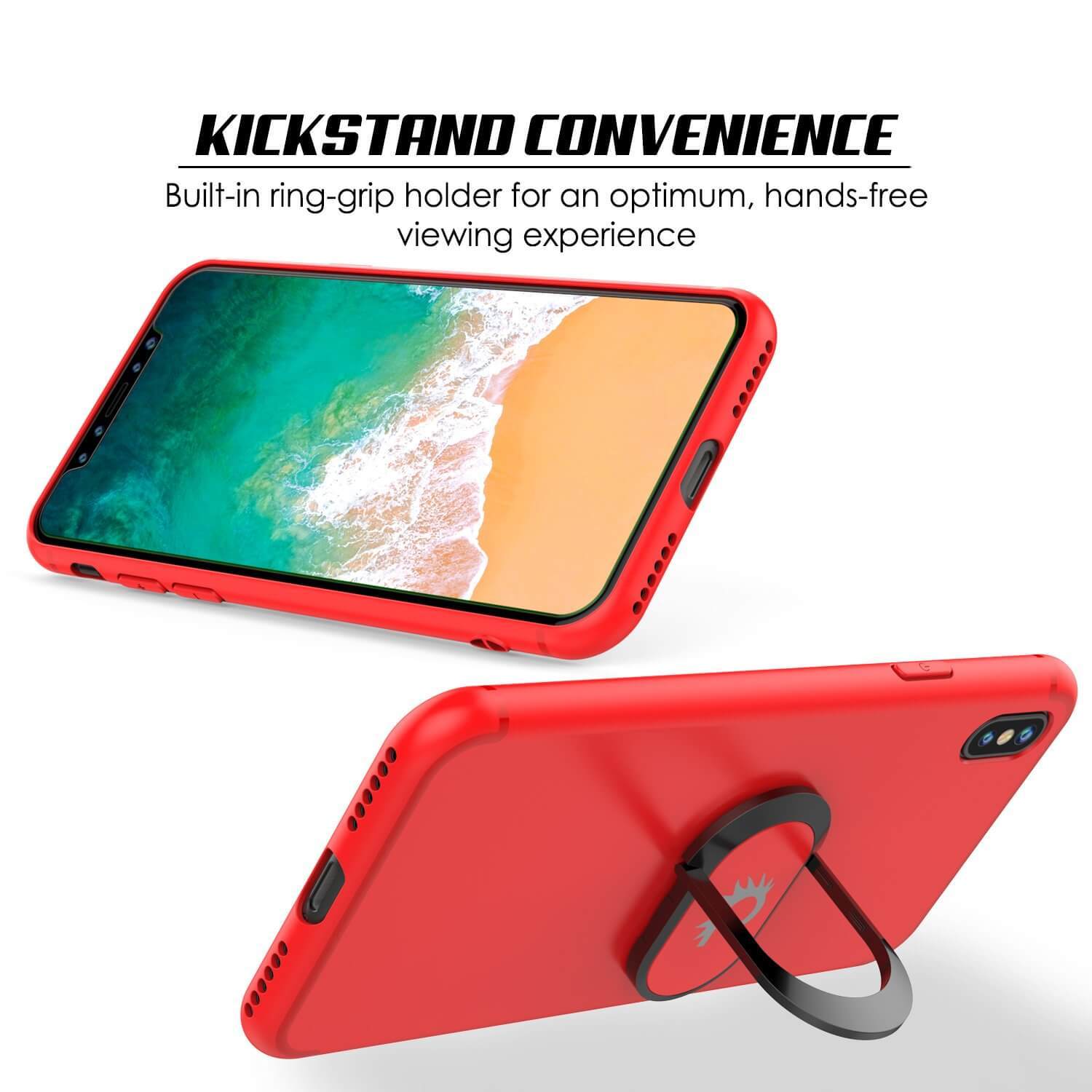 iPhone XS Max Case, Punkcase Magnetix Protective TPU Cover W/ Kickstand, Tempered Glass Screen Protector [Red] - PunkCase NZ