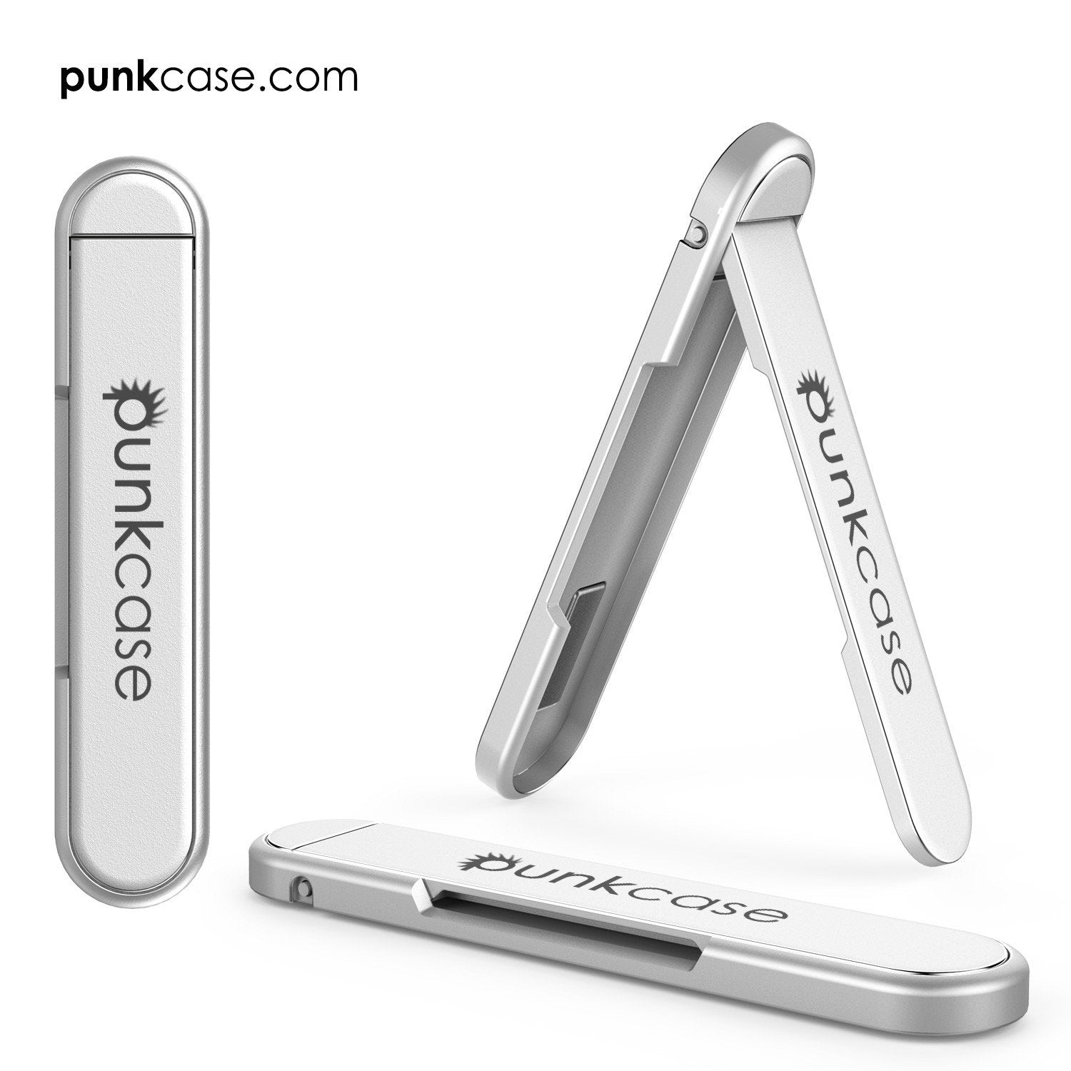 PUNKCASE FlickStick Universal Cell Phone Kickstand for all Mobile Phones & Cases with Flat Backs, One Finger Operation (Silver) - PunkCase NZ