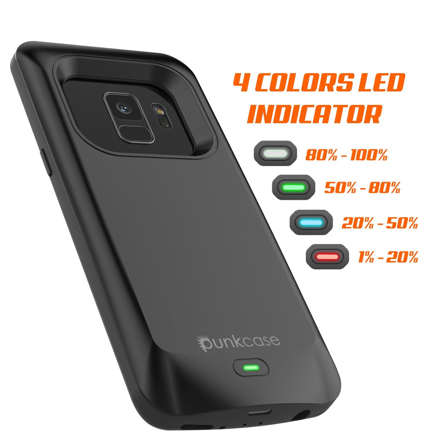 Galaxy S9 Battery Case, PunkJuice 5000mAH Fast Charging Power Bank W/ Screen Protector | Integrated USB Port | IntelSwitch | Slim, Secure and Reliable | Suitable for Samsung Galaxy S9 [Black] - PunkCase NZ