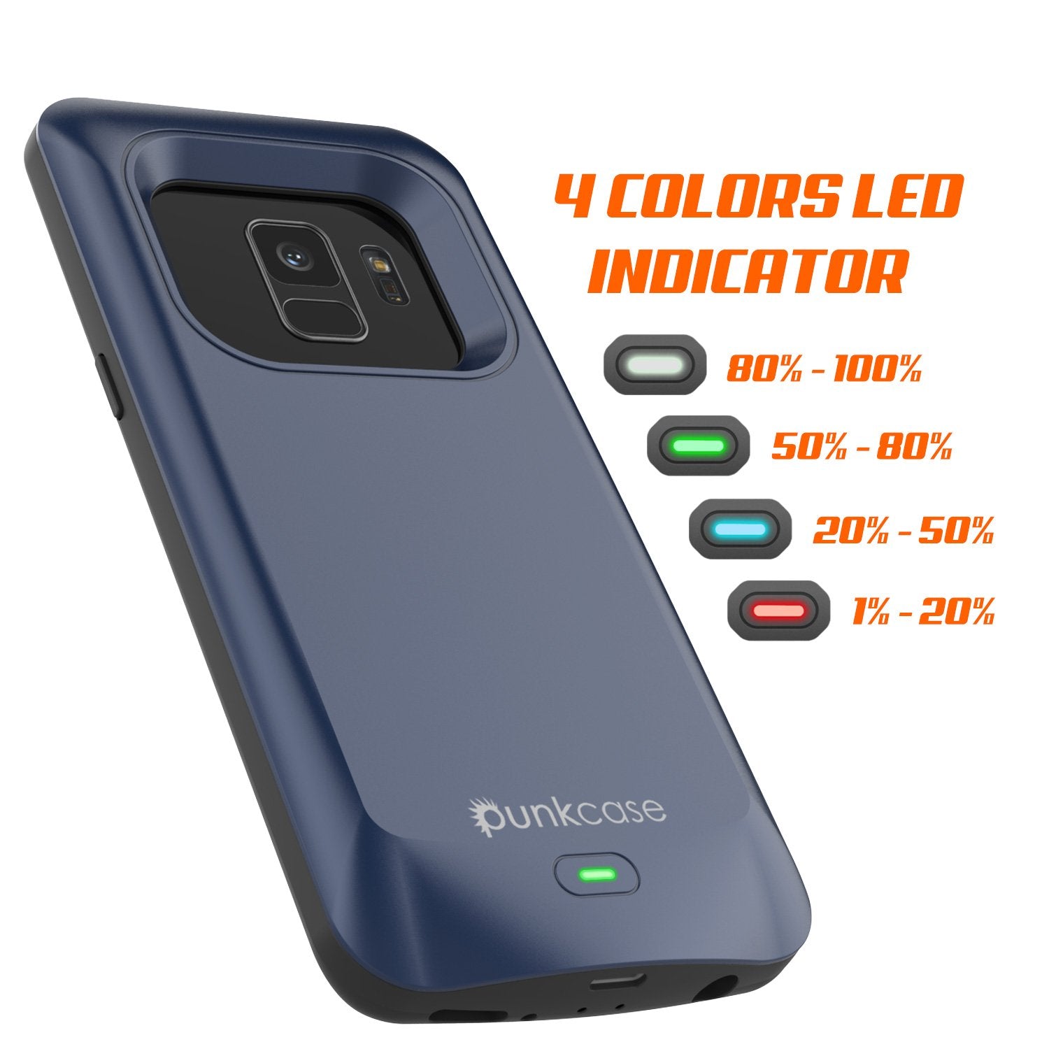 Galaxy S9 Battery Case, PunkJuice 5000mAH Fast Charging Power Bank W/ Screen Protector | Integrated USB Port | IntelSwitch | Slim, Secure and Reliable | Suitable for Samsung Galaxy S9 [Navy] - PunkCase NZ