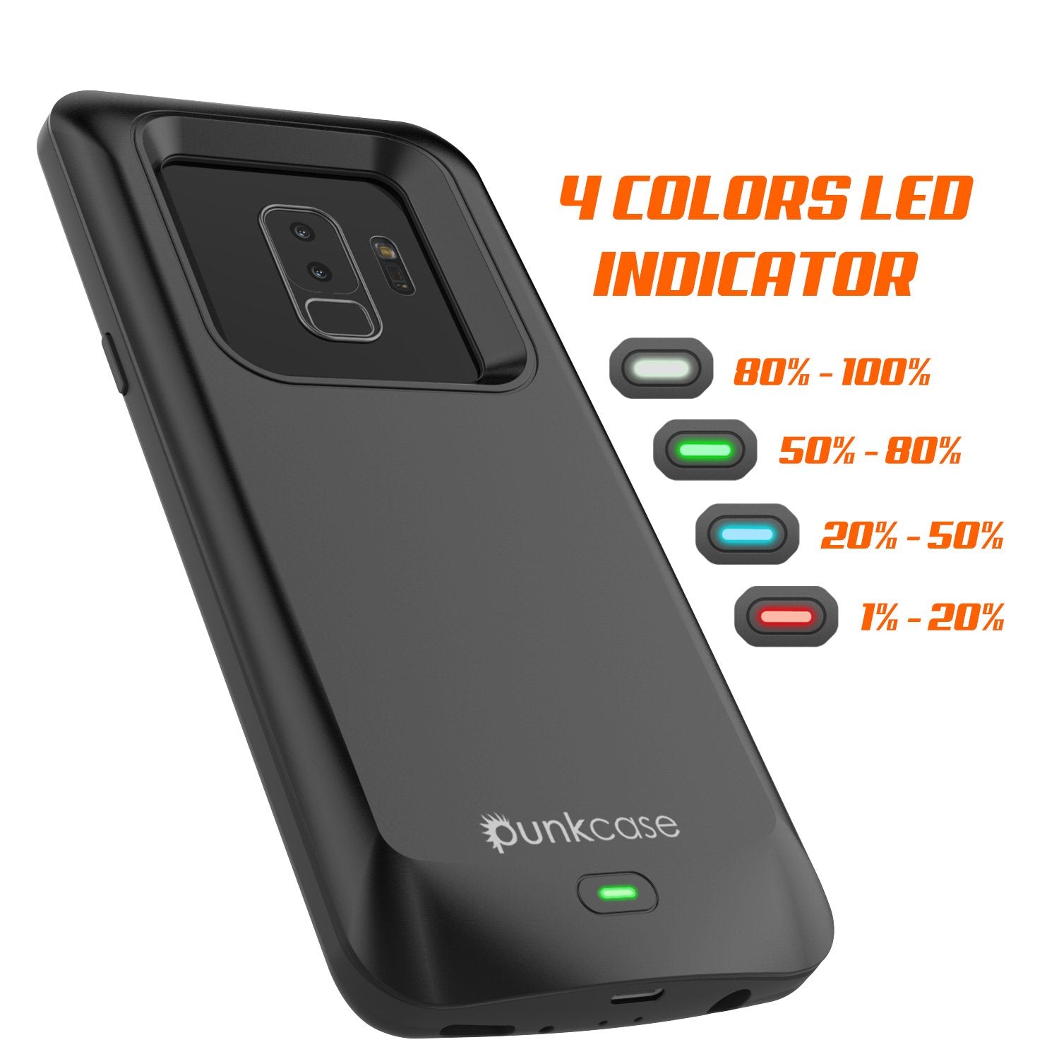 Galaxy S9 PLUS Battery Case, PunkJuice 5000mAH Fast Charging Power Bank W/ Screen Protector | Integrated USB Port | IntelSwitch | Slim, Secure and Reliable | Suitable for Samsung Galaxy S9+ [Black] - PunkCase NZ