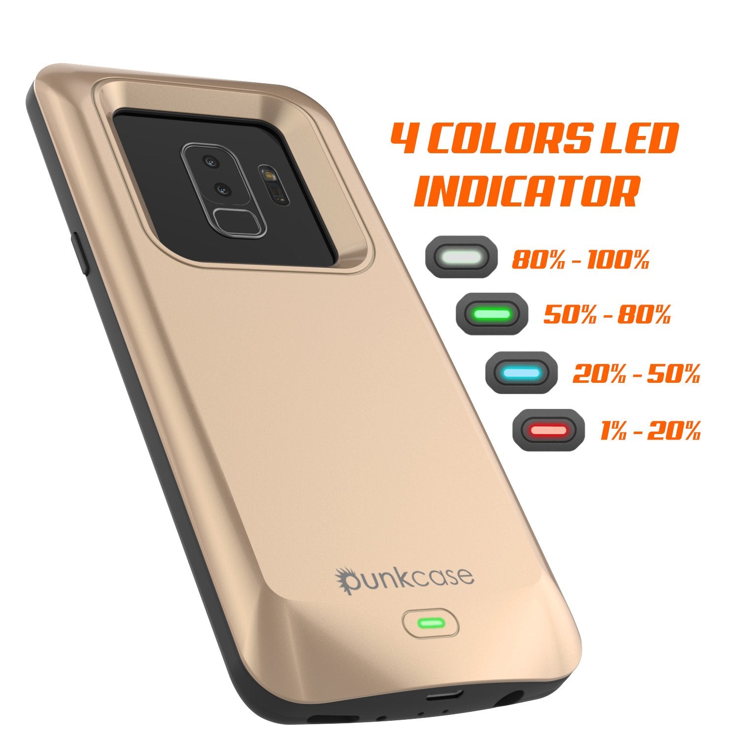 Galaxy S9 PLUS Battery Case, PunkJuice 5000mAH Fast Charging Power Bank W/ Screen Protector | Integrated USB Port | IntelSwitch | Slim, Secure and Reliable | Suitable for Samsung Galaxy S9+ [Gold] - PunkCase NZ