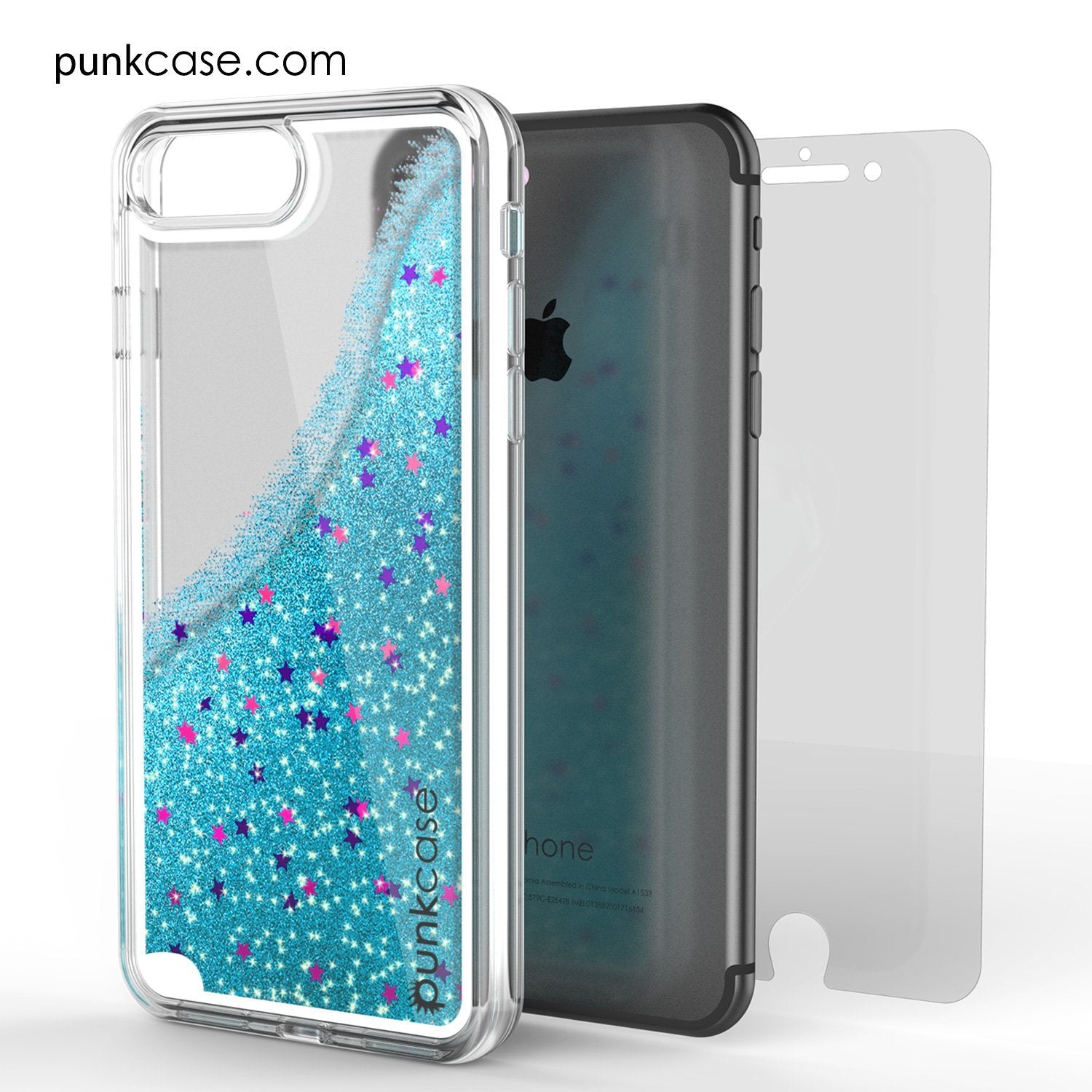 iPhone 8+ Plus Case, PunkCase LIQUID Teal Series, Protective Dual Layer Floating Glitter Cover - PunkCase NZ