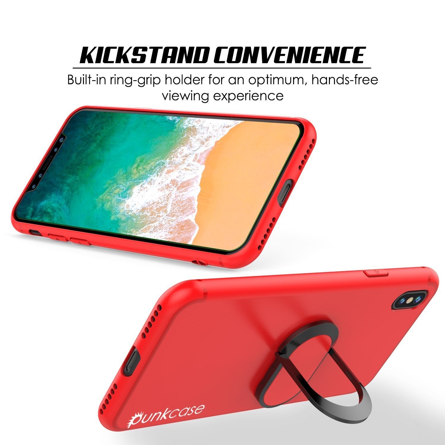 iPhone X Case, Punkcase Magnetix Protective TPU Cover W/ Kickstand, Tempered Glass Screen Protector [Red] - PunkCase NZ