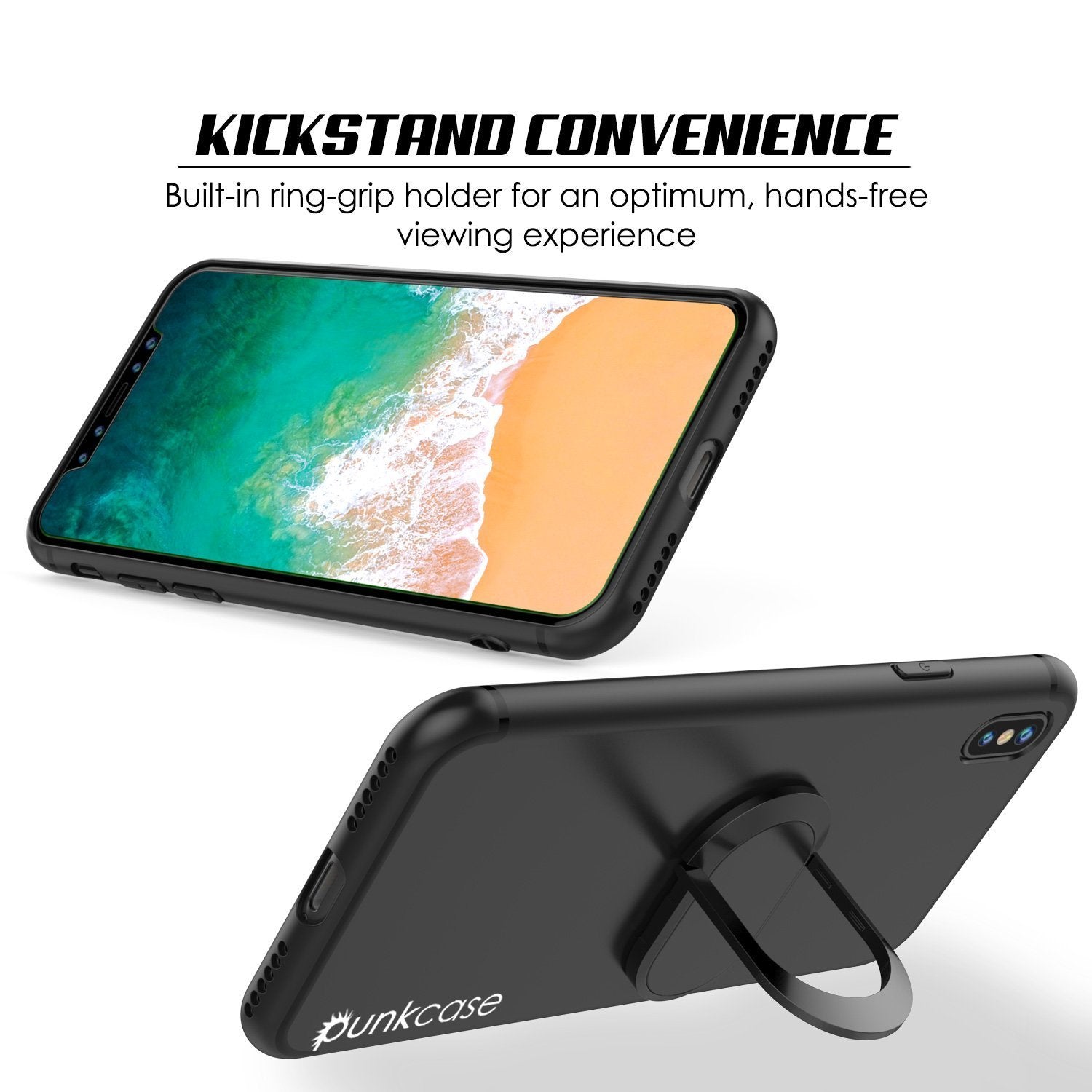 iPhone X Case, Punkcase Magnetix Protective TPU Cover W/ Kickstand, Tempered Glass Screen Protector [Black] - PunkCase NZ