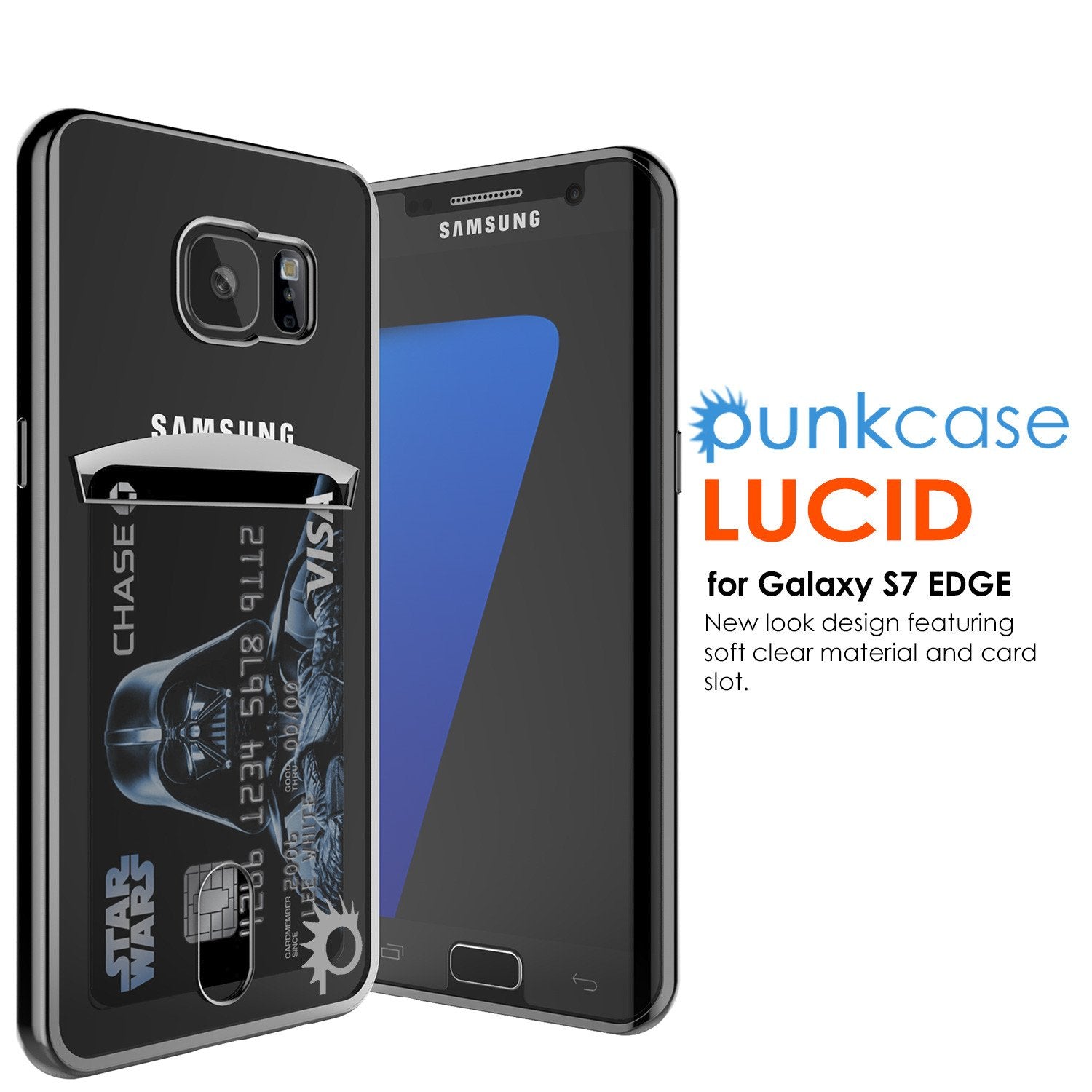 Galaxy S7 EDGE Case, PUNKCASE® LUCID Black Series | Card Slot | SHIELD Screen Protector | Ultra fit - PunkCase NZ