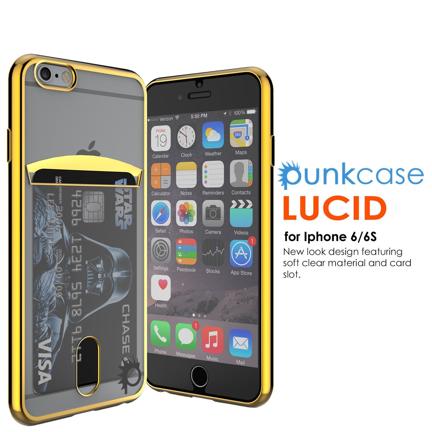 iPhone 6s+ Plus/6+ Plus Case, PUNKCASE® LUCID Gold Series | Card Slot | SHIELD Screen Protector - PunkCase NZ