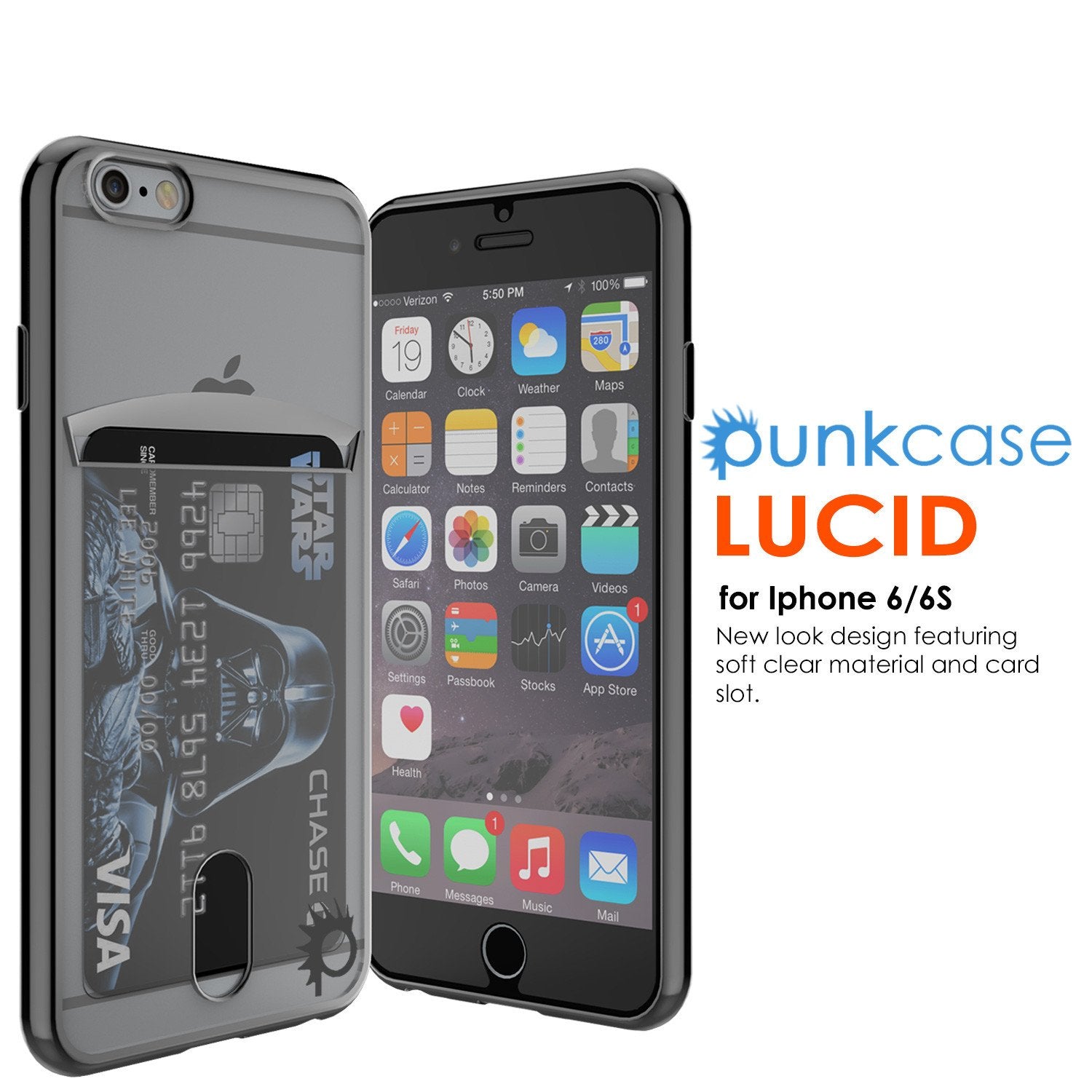 iPhone 6s+ Plus/6+ Plus Case, PUNKCASE® LUCID Black Series | Card Slot | SHIELD Screen Protector - PunkCase NZ