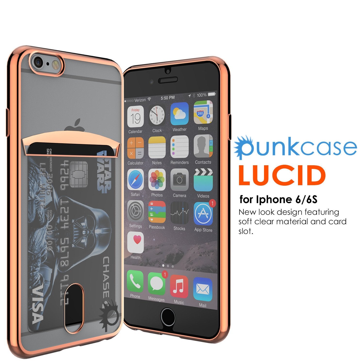iPhone 6s+ Plus/6+ Plus Case, PUNKCASE® LUCID Rose Gold Series | Card Slot | SHIELD Screen Protector - PunkCase NZ