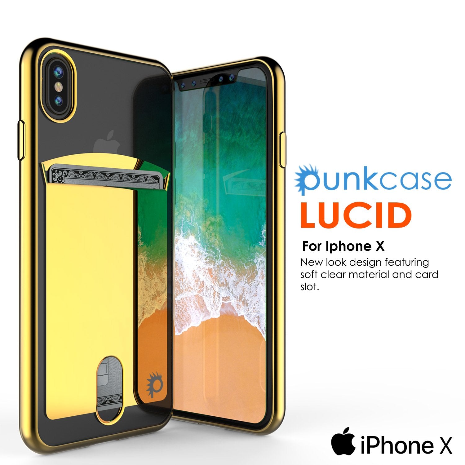 iPhone X Case, PUNKcase [LUCID Series] Slim Fit Protective Dual Layer Armor Cover [Gold] - PunkCase NZ