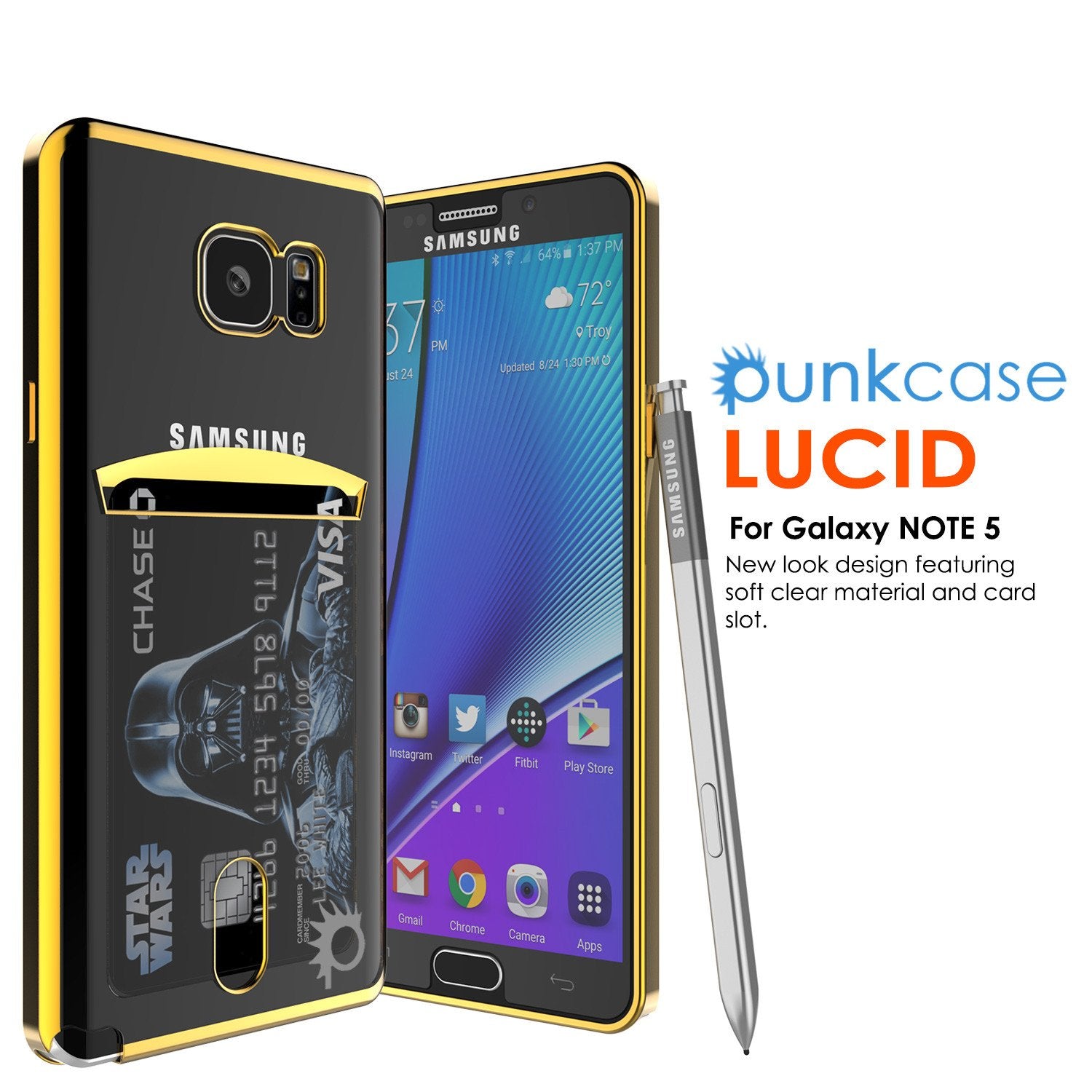 Galaxy Note 5 Case, PUNKCASE® LUCID Gold Series | Card Slot | SHIELD Screen Protector | Ultra fit - PunkCase NZ