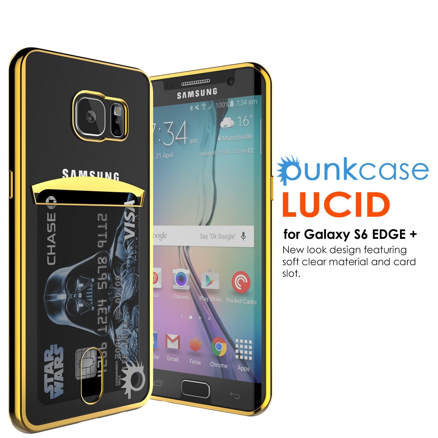Galaxy S6 EDGE+ Plus Case, PUNKCASE® LUCID Gold Series | Card Slot | SHIELD Screen Protector - PunkCase NZ