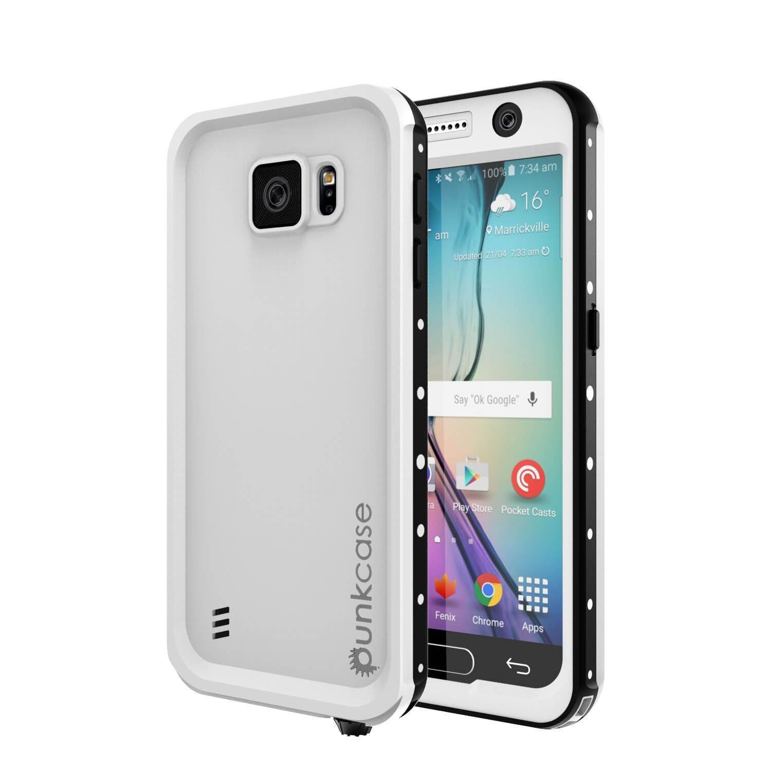 Galaxy S6 Waterproof Case, Punkcase StudStar White Thin 6.6ft Underwater IP68 Shock/Dirt/Snow Proof