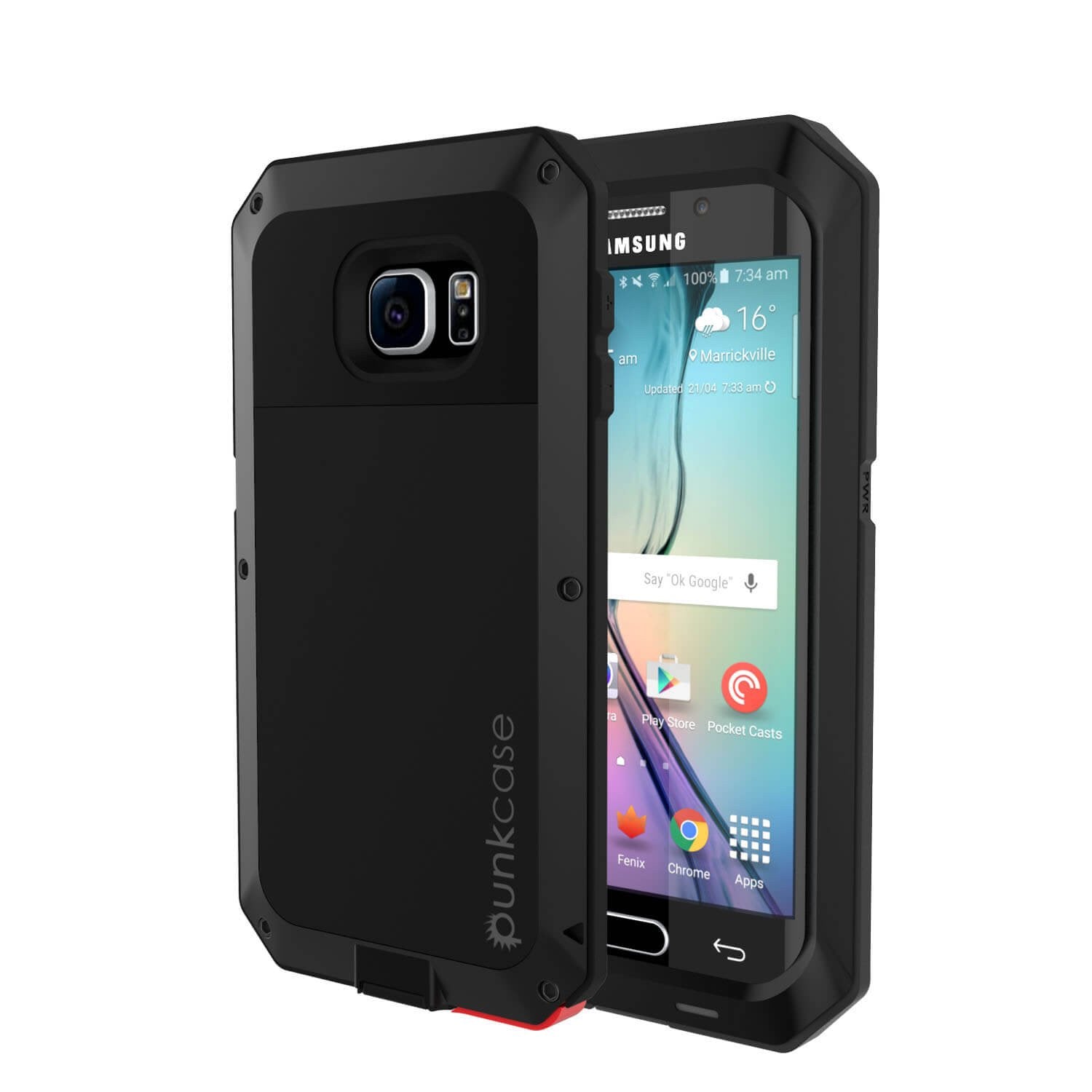 Galaxy S6 EDGE Case, PUNKcase Metallic Black Shockproof  Slim Metal Armor Case - PunkCase NZ