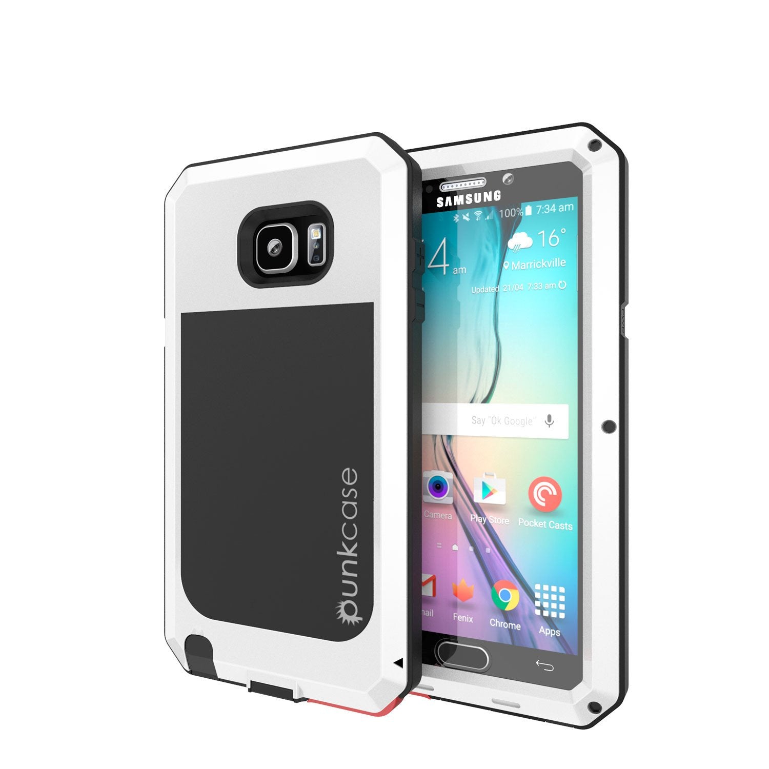 S7 Case, Punkcase® METALLIC Series WHITE for Samsung Galaxy S7 W/ TEMPERED GLASS | Aluminum Frame
