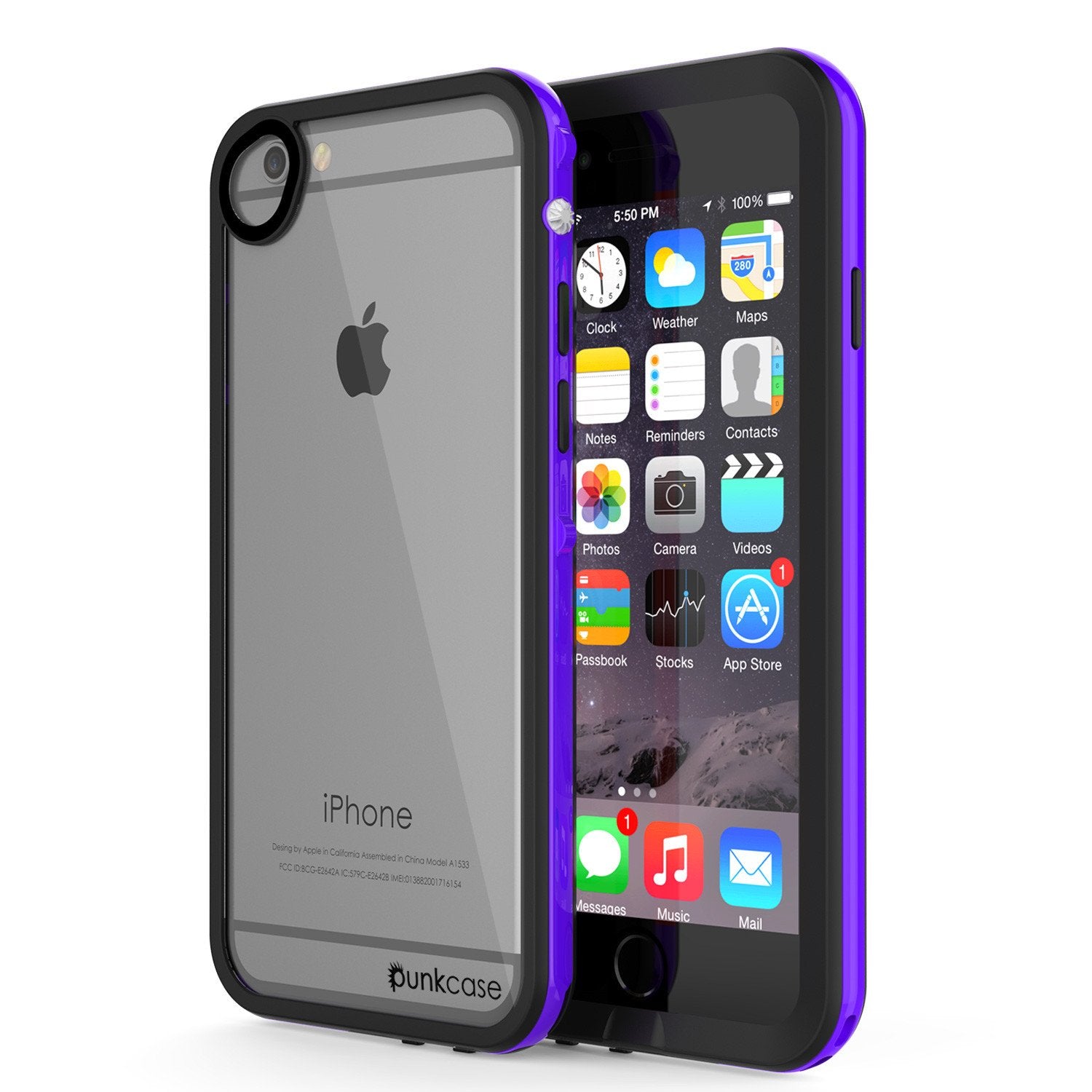 Apple iPhone 7 Waterproof Case, PUNKcase CRYSTAL 2.0 Purple W/ Attached Screen Protector  | Warranty - PunkCase NZ