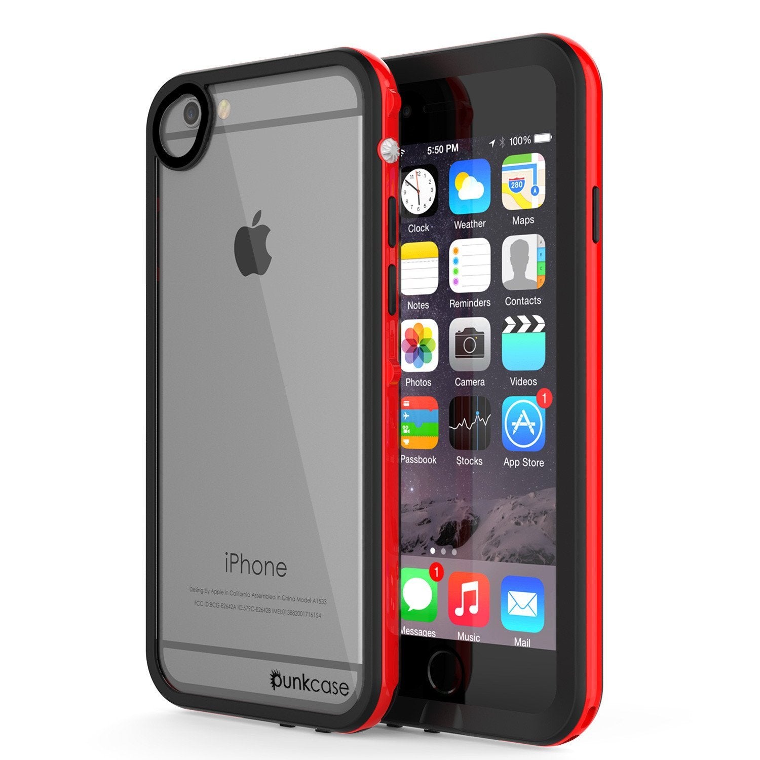 Apple iPhone 8 Waterproof Case, PUNKcase CRYSTAL 2.0 Red W/ Attached Screen Protector  | Warranty - PunkCase NZ