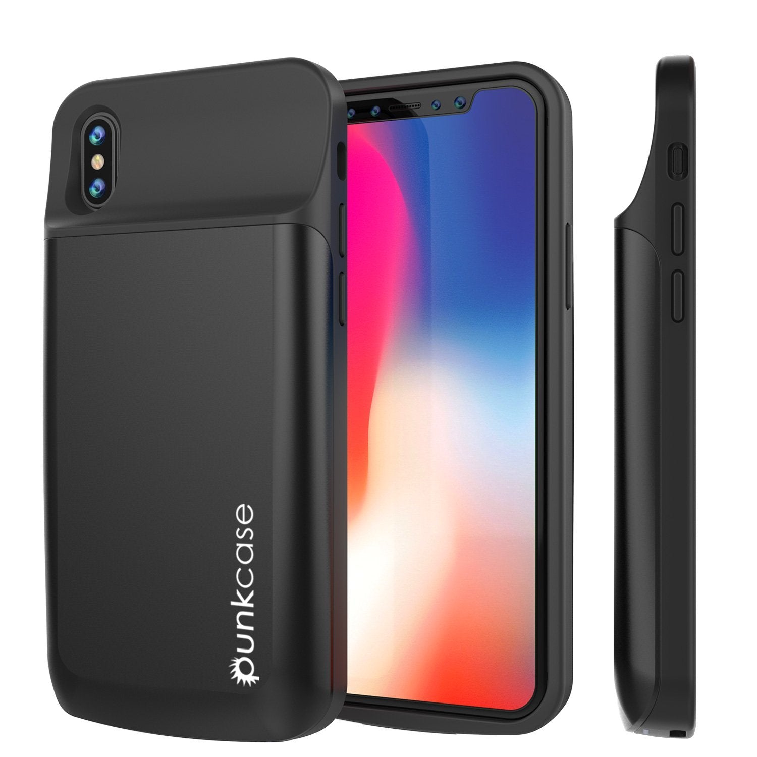 iphone XR Battery Case, PunkJuice 5000mAH Fast Charging Power Bank W/ Screen Protector | [Black]