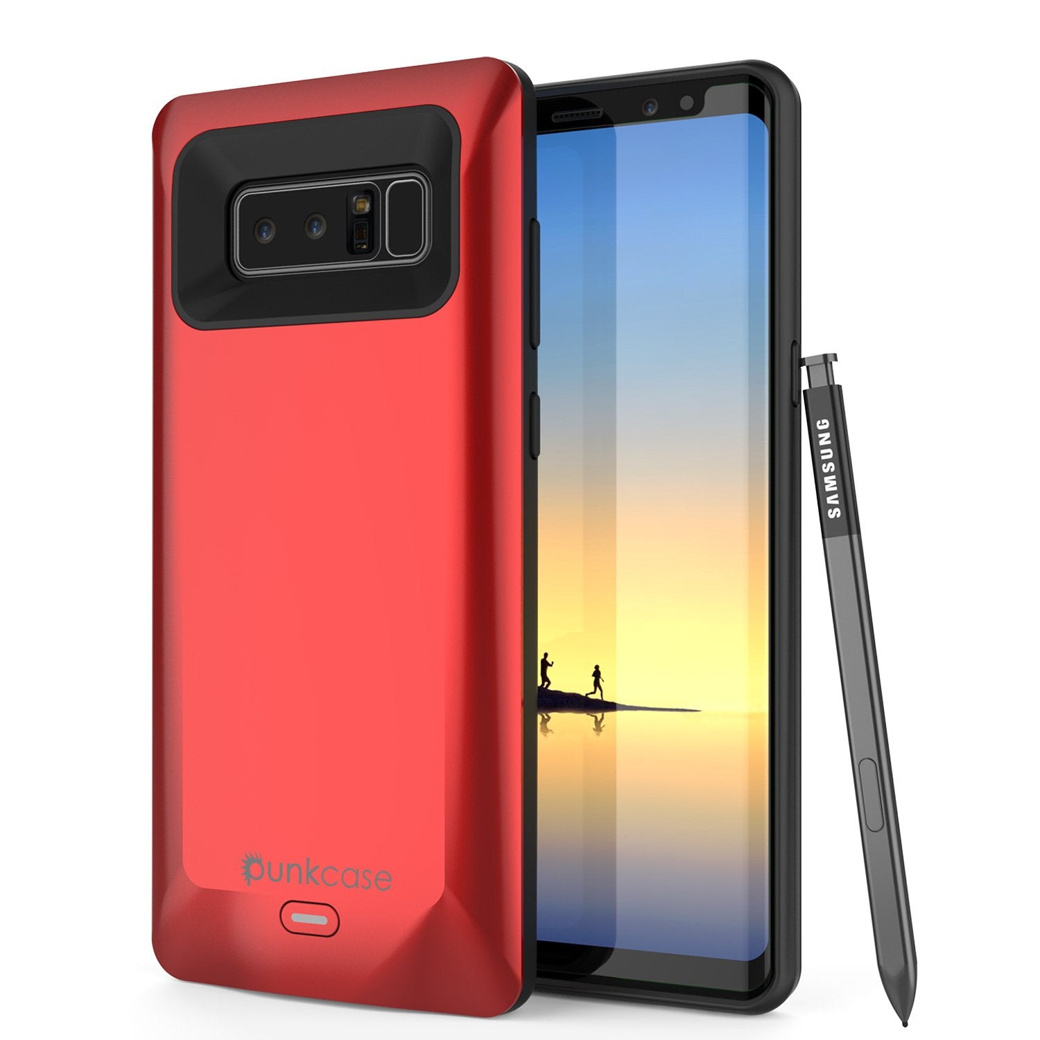 Galaxy Note 8 Battery Case, Punkcase 5000mAH Charger Case W/ Screen Protector | Integrated USB Port | IntelSwitch [Red]