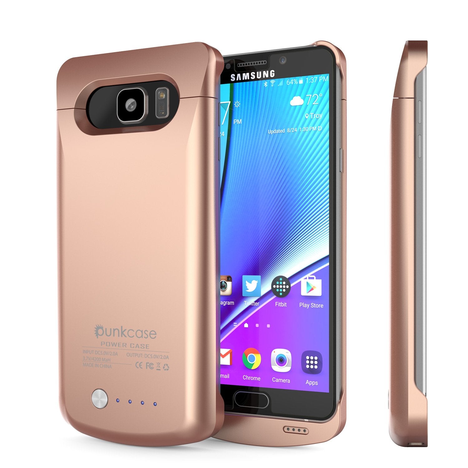 Galaxy Note 5 Battery Case, Punkcase 5000mAH Charger Case W/ Screen Protector | IntelSwitch [Rose Gold]