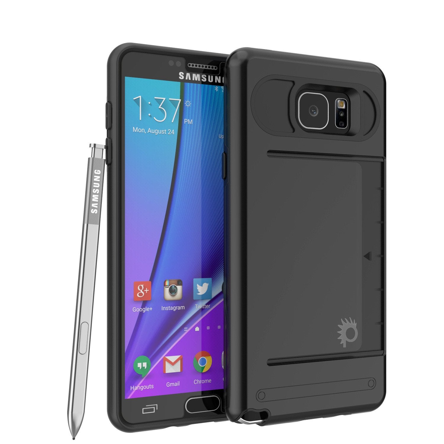 Galaxy Note 5 Case PunkCase CLUTCH Black Series Slim Armor Soft Cover Case w/ Tempered Glass - PunkCase NZ