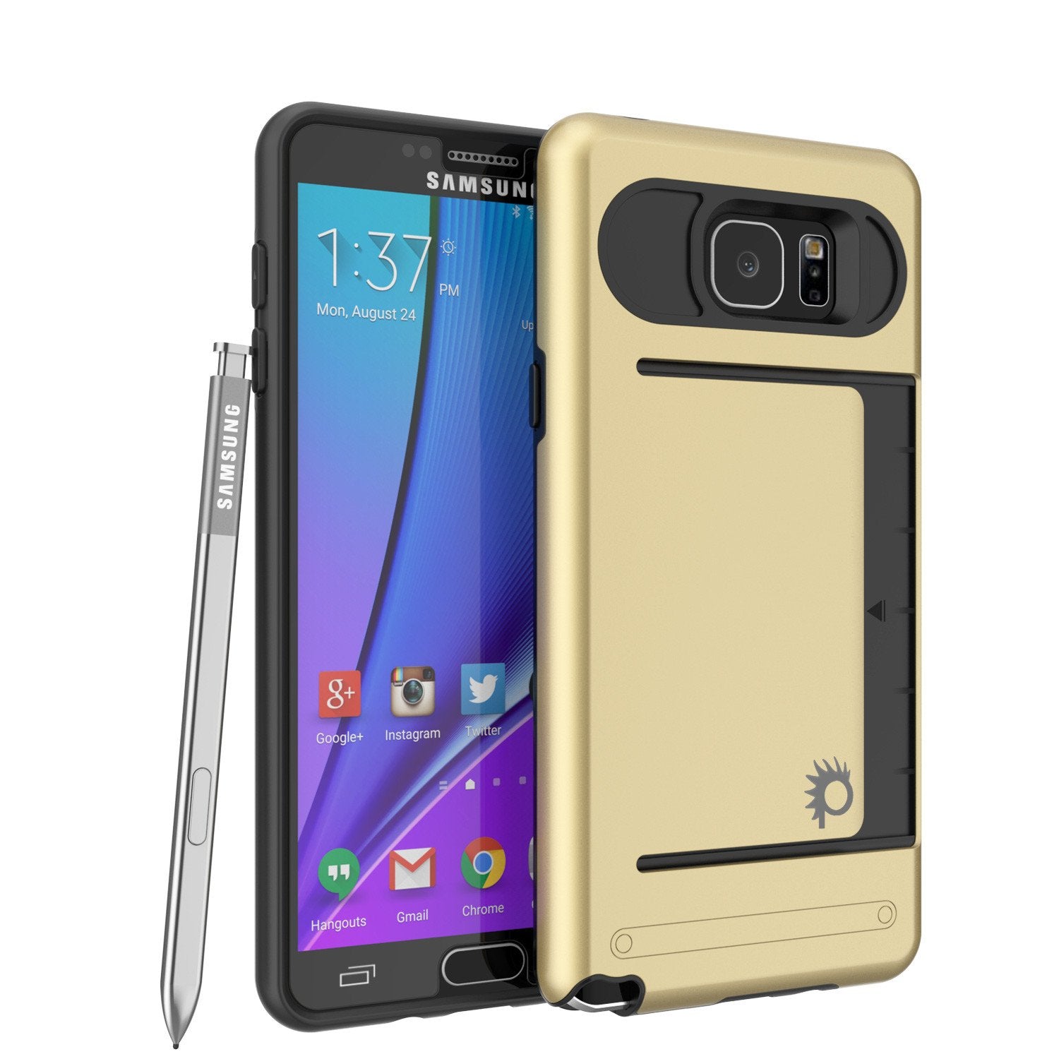Galaxy Note 5 Case PunkCase CLUTCH Gold Series Slim Armor Soft Cover Case w/ Tempered Glass