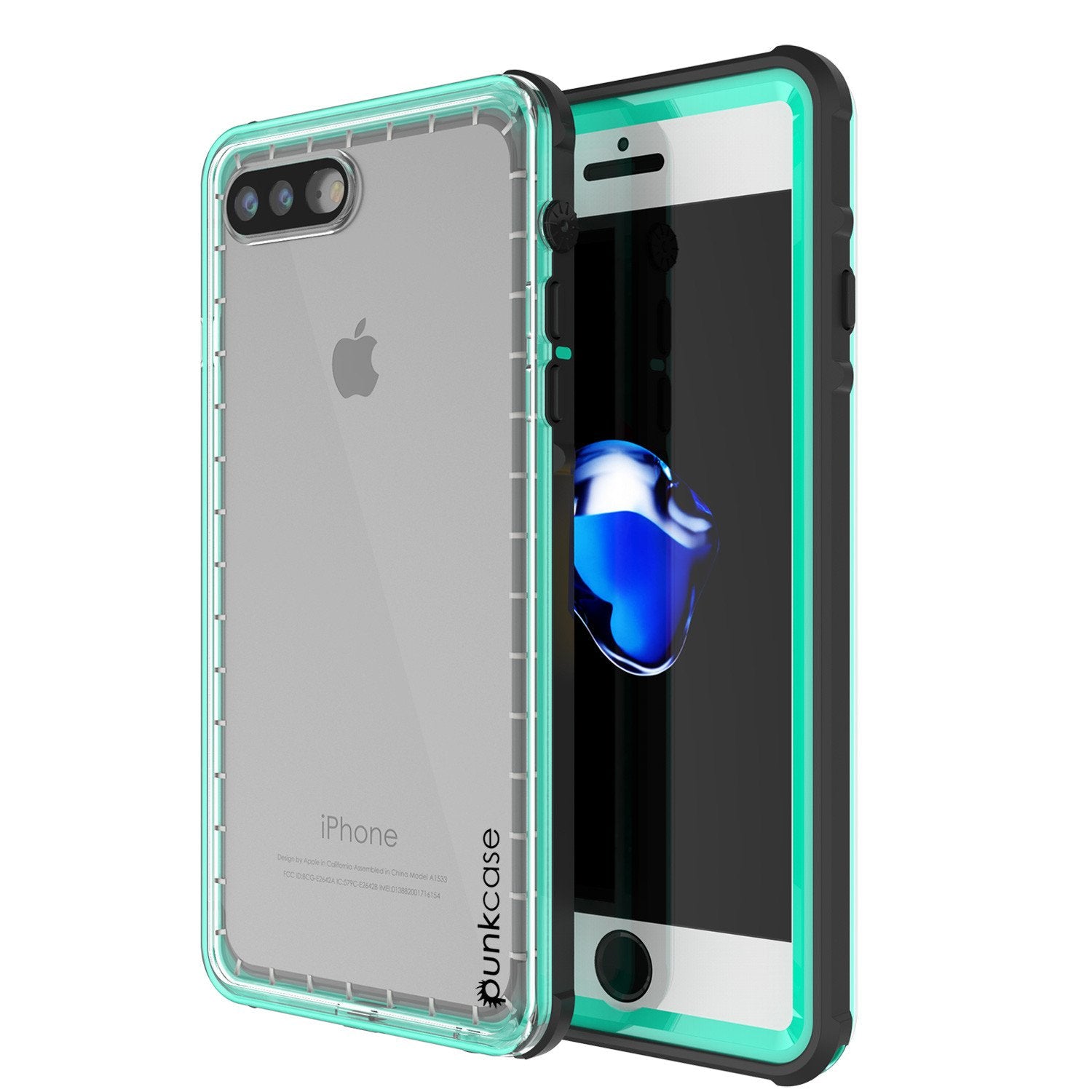 iPhone 7+ Plus Waterproof Case, PUNKcase CRYSTAL Teal W/ Attached Screen Protector  | Warranty
