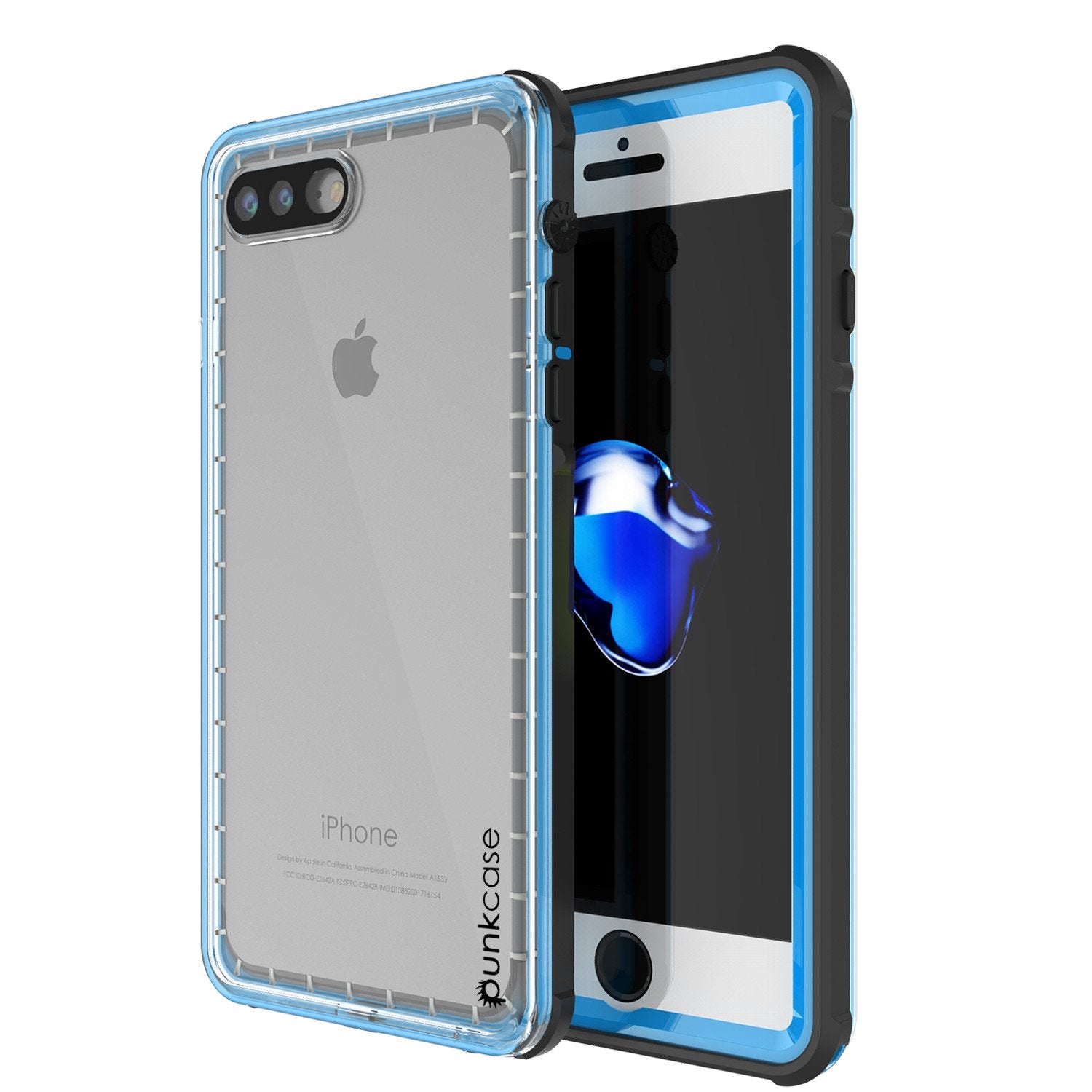 iPhone 7+ Plus Waterproof Case, PUNKcase CRYSTAL Light Blue  W/ Attached Screen Protector  | Warranty - PunkCase NZ