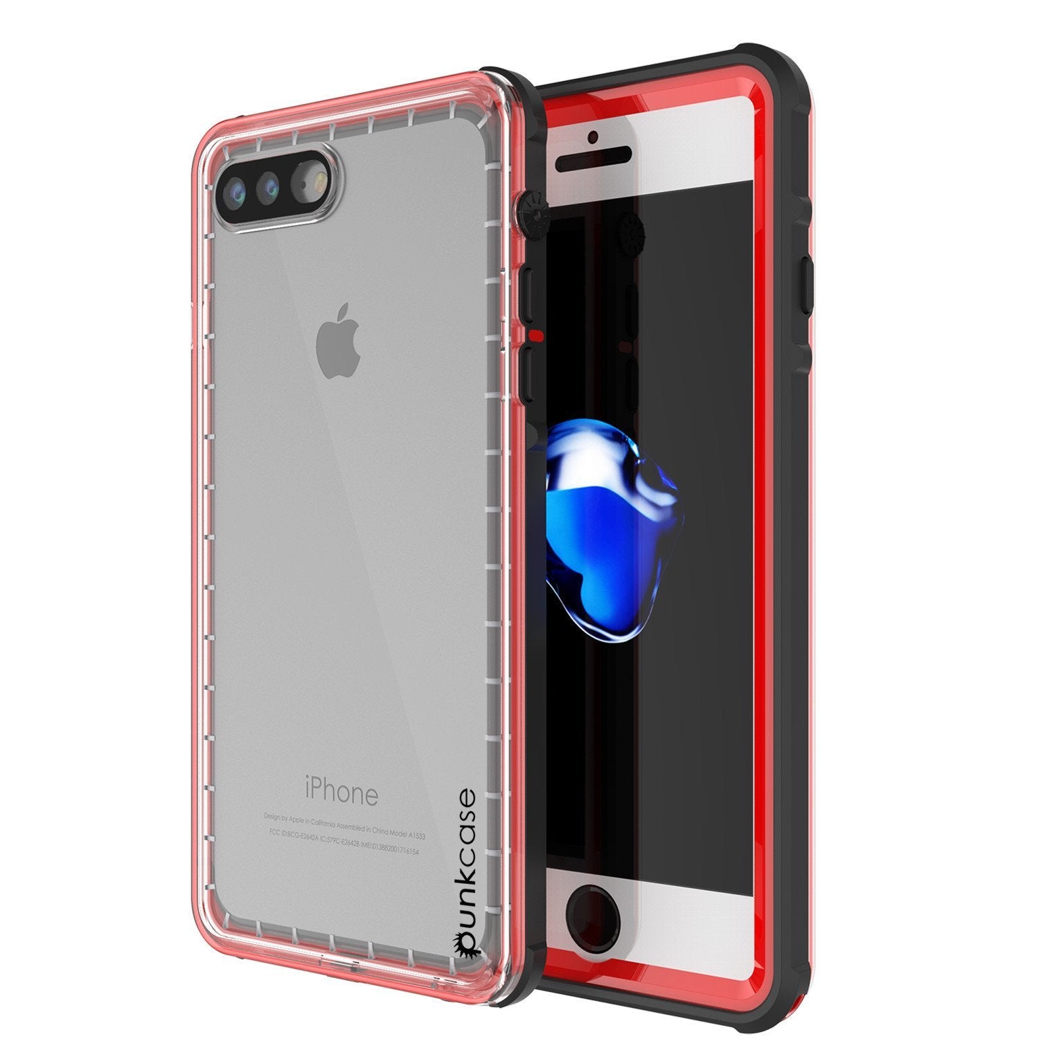 iPhone 8+ Plus Waterproof Case, PUNKcase CRYSTAL Red W/ Attached Screen Protector  | Warranty - PunkCase NZ