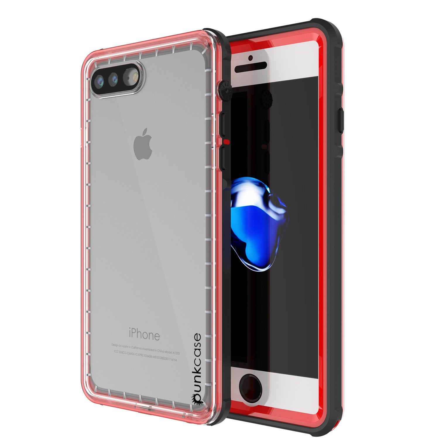 iPhone 7+ Plus Waterproof Case, PUNKcase CRYSTAL Red W/ Attached Screen Protector  | Warranty - PunkCase NZ