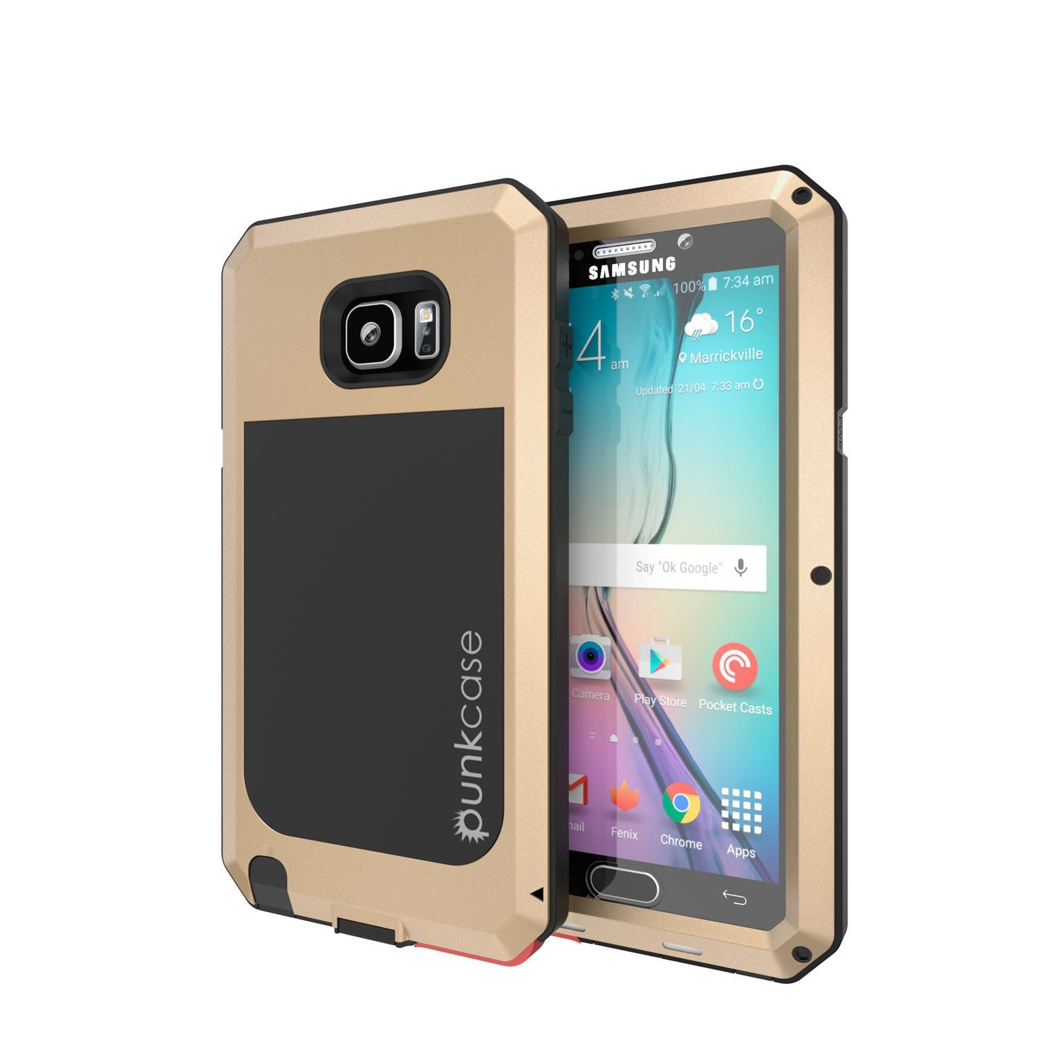 S7 Case, Punkcase® METALLIC Series GOLD for Samsung Galaxy S7 W/ TEMPERED GLASS | Aluminum Frame