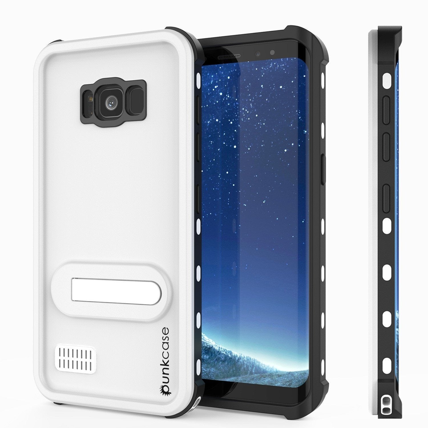 Galaxy S8 Plus Waterproof Case, Punkcase KickStud White Series [Slim Fit] [IP68 Certified] [Shockproof] [Snowproof] Armor Cover.