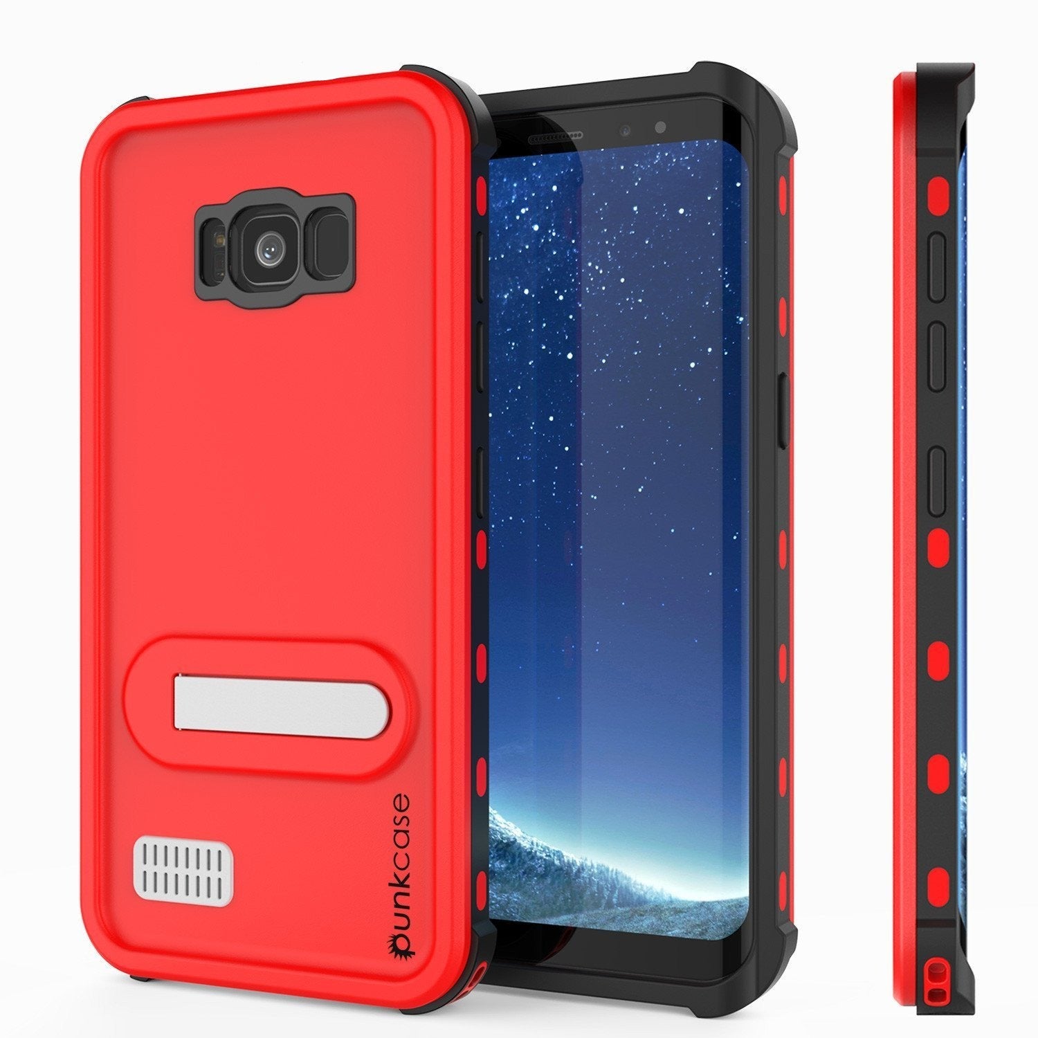 Protector [PURPLE]Galaxy S8 Waterproof Case, Punkcase [KickStud Series] [Slim Fit] [IP68 Certified] [Shockproof] [Snowproof] Armor Cover [Red]