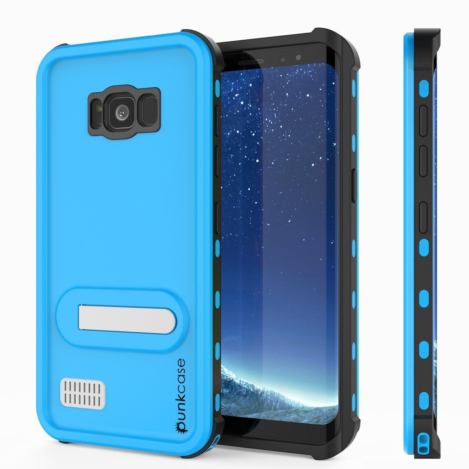 Galaxy S8 Plus Waterproof Case, Punkcase KickStud Light Blue Series [Slim Fit] [IP68 Certified] [Shockproof] [Snowproof] Armor Cover