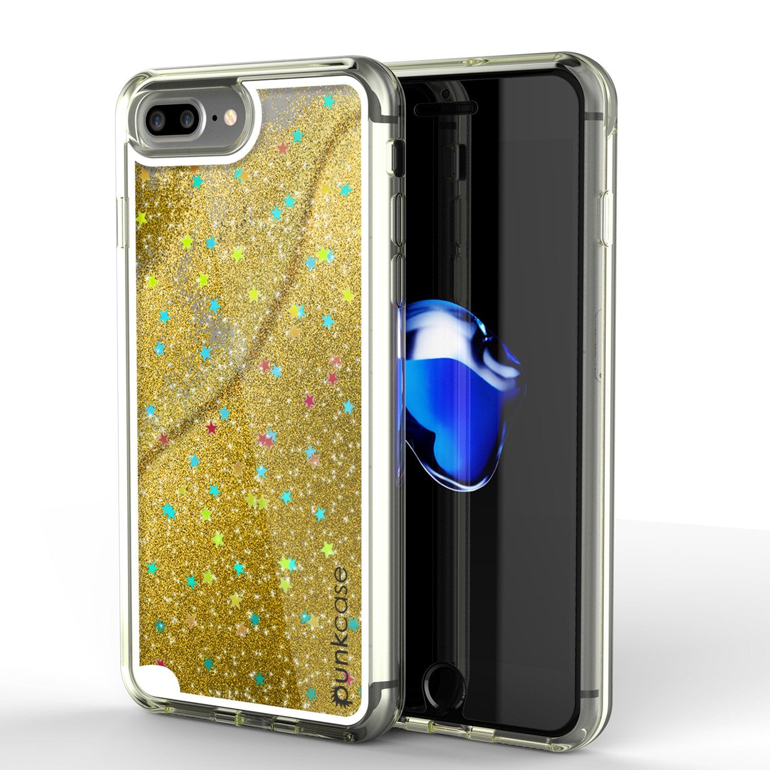 iPhone 7+Plus Case, PunkСase LIQUID Gold Series, Protective Dual Layer Floating Glitter Cover