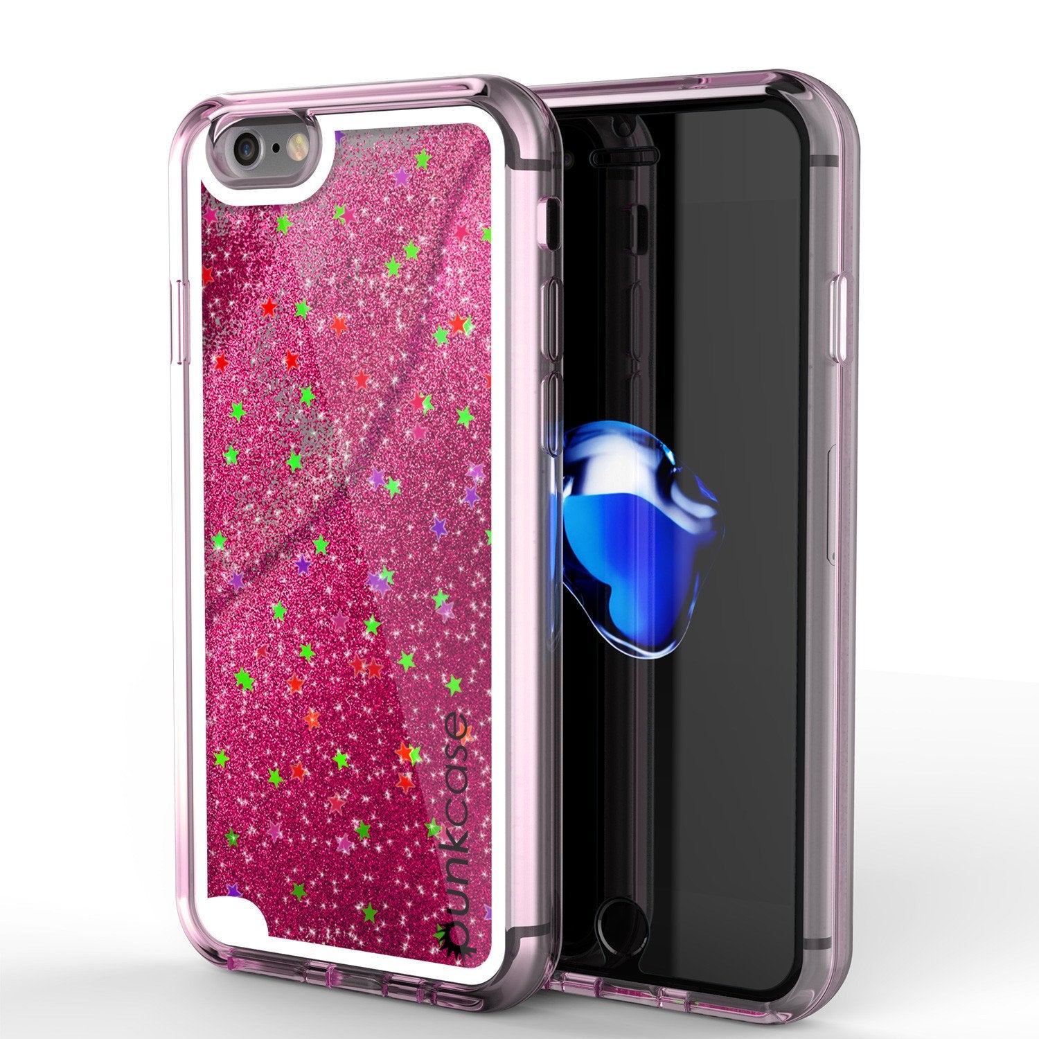 iPhone 7 Case, PunkCase LIQUID Pink Series, Protective Dual Layer Floating Glitter Cover