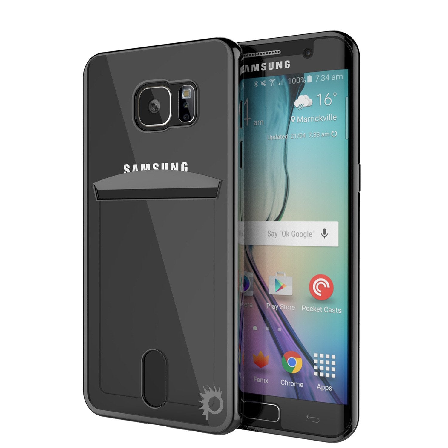Galaxy S6 EDGE Case, PUNKCASE® LUCID Black Series | Card Slot | SHIELD Screen Protector | Ultra fit