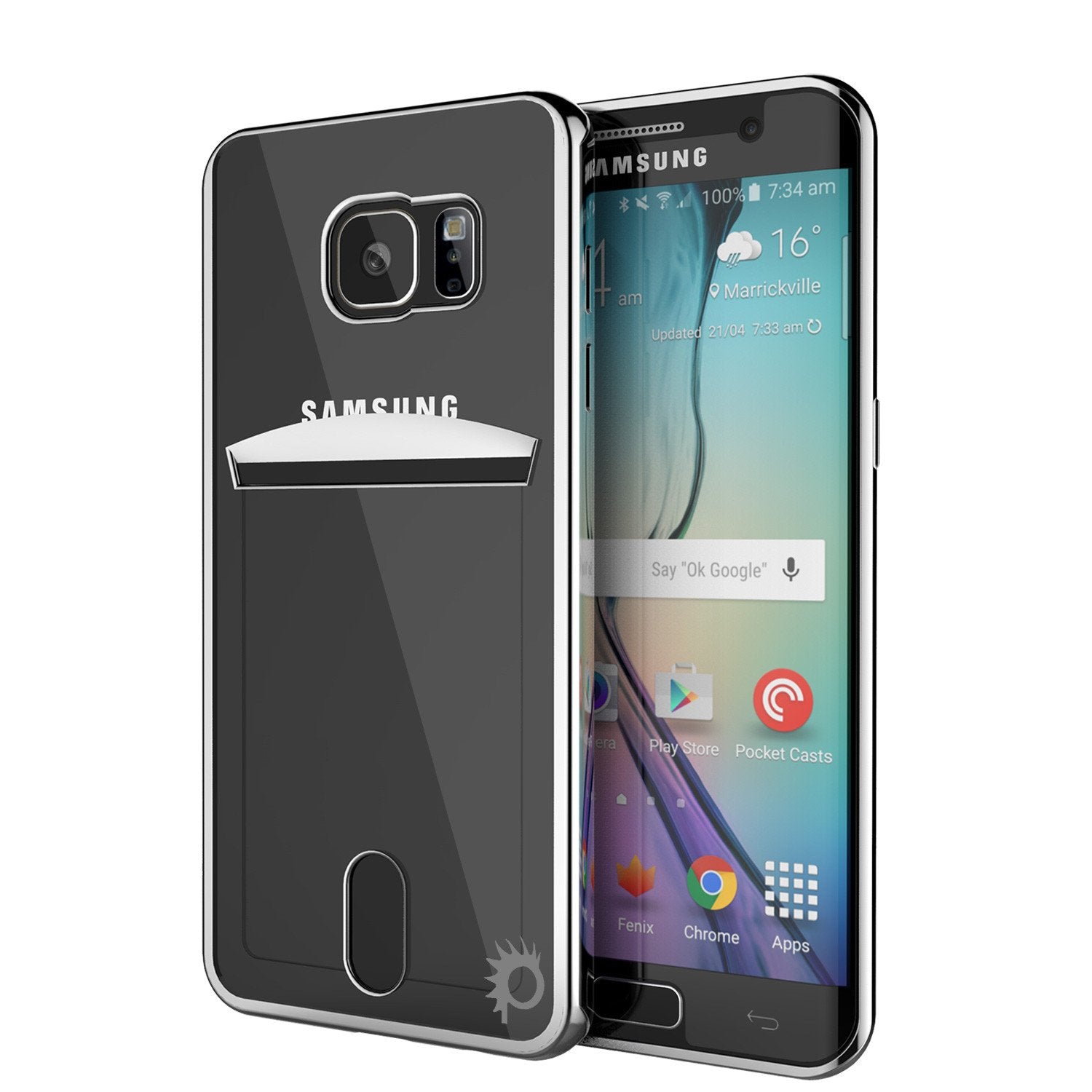 Galaxy S6 Case, PUNKCASE® LUCID Silver Series | Card Slot | SHIELD Screen Protector | Ultra fit
