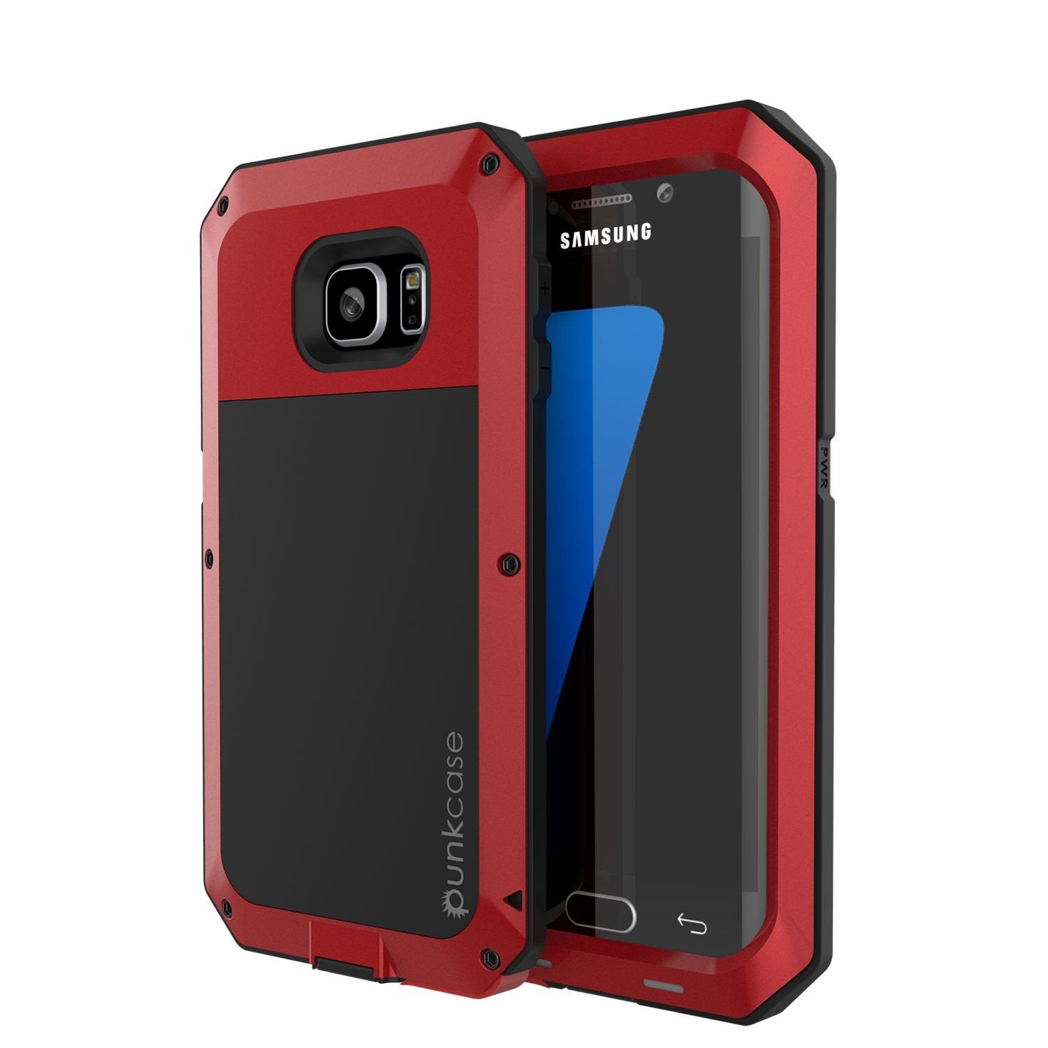 Galaxy S7 EDGE  Case, PUNKcase Metallic Red Shockproof  Slim Metal Armor Case