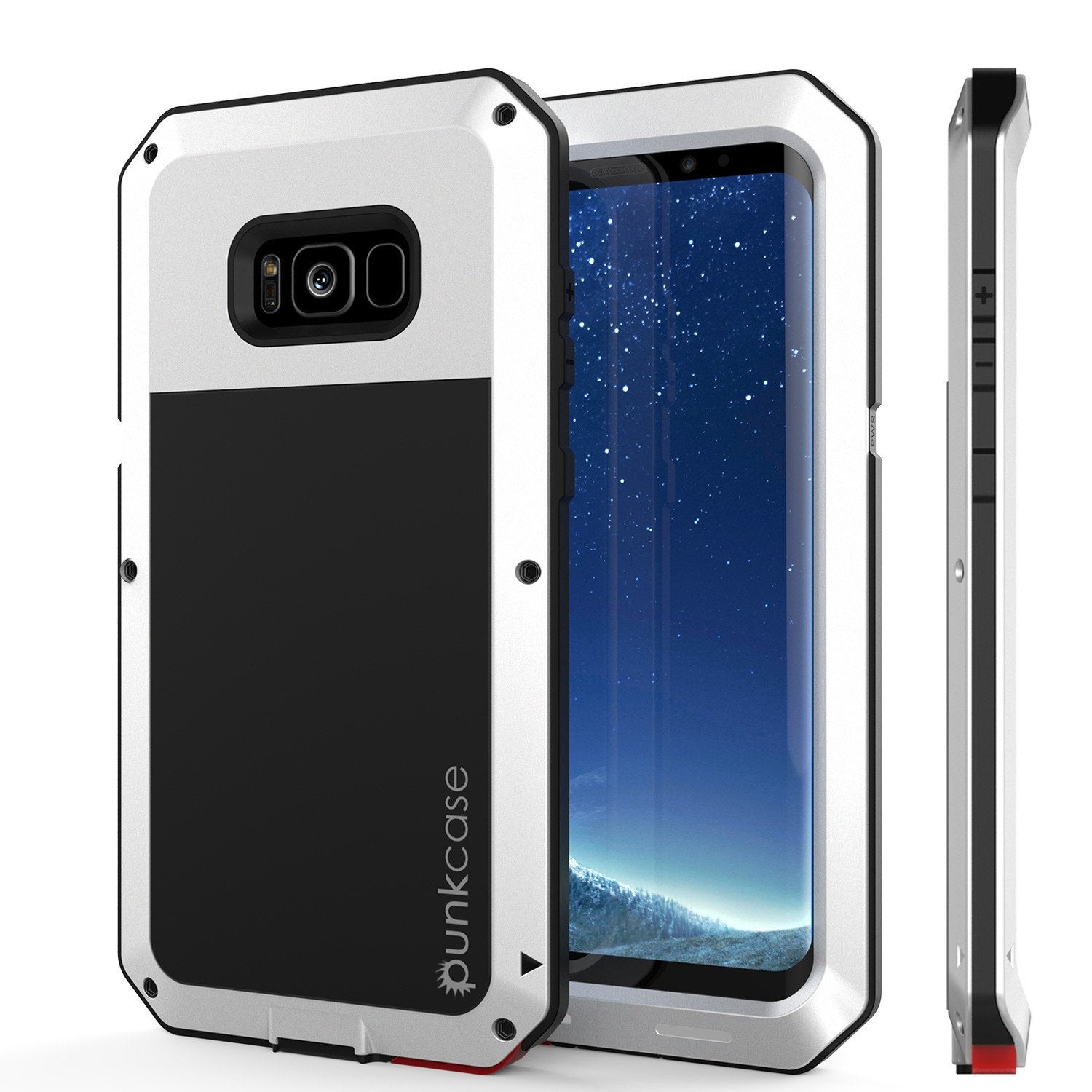 Galaxy S8  Case, PUNKcase Metallic White Shockproof  Slim Metal Armor Case