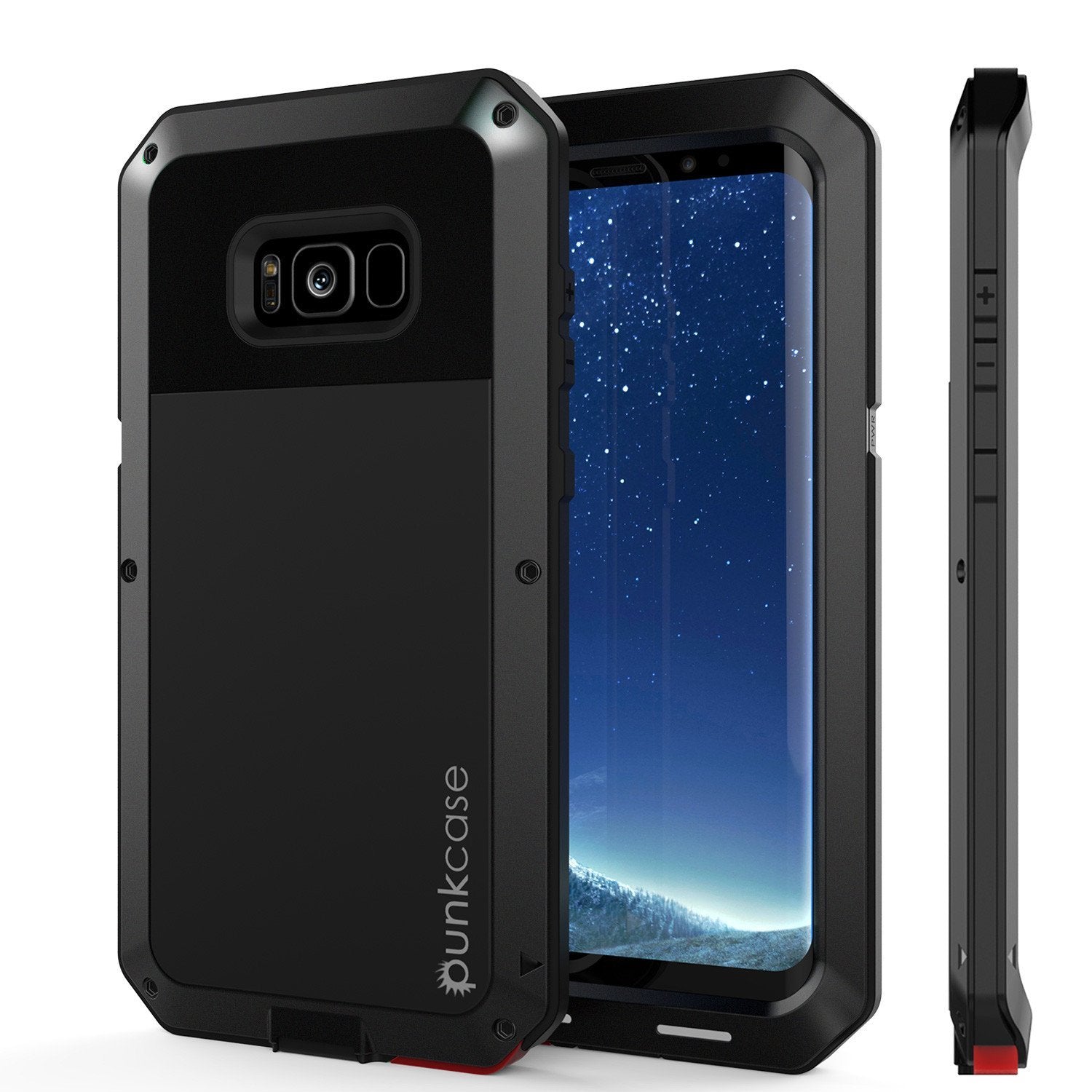 Galaxy Note 8 Case, PUNKcase Metallic Black Shockproof  Slim Metal Armor Case [Black]