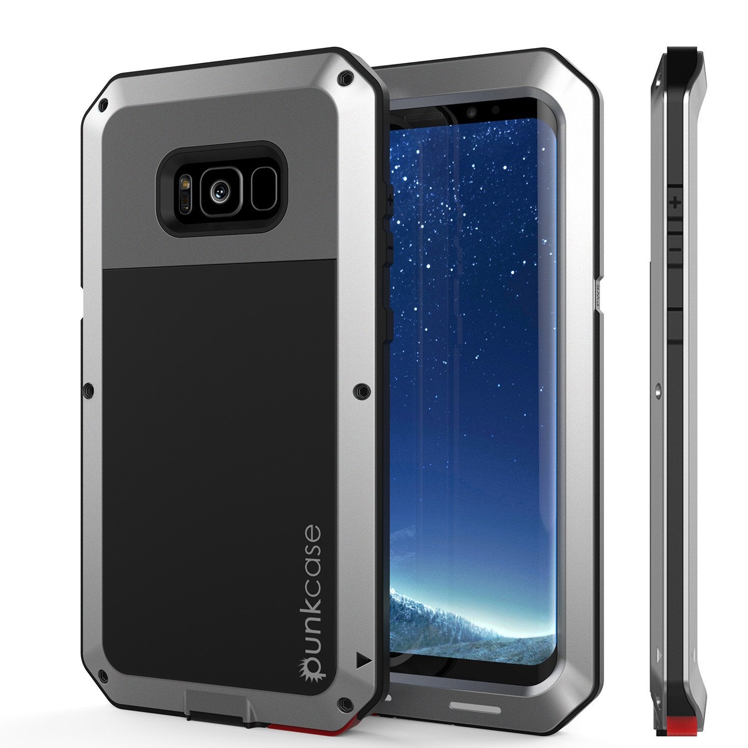 Galaxy S8 Case, PUNKcase Metallic Silver Shockproof  Slim Metal Armor Case