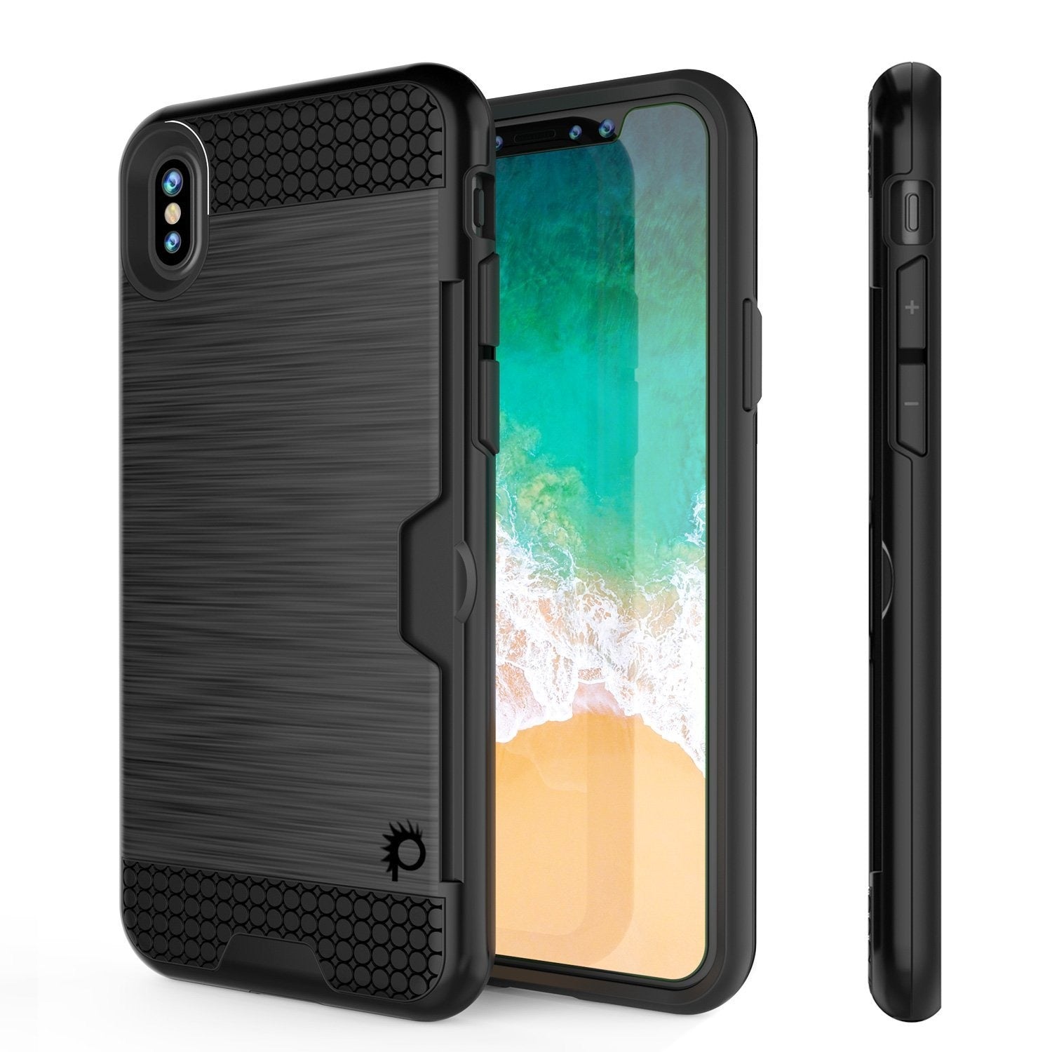 iPhone X Case, PUNKcase [SLOT Series] Slim Fit Dual-Layer Armor Cover & Tempered Glass PUNKSHIELD Screen Protector for Apple iPhone X [Black]