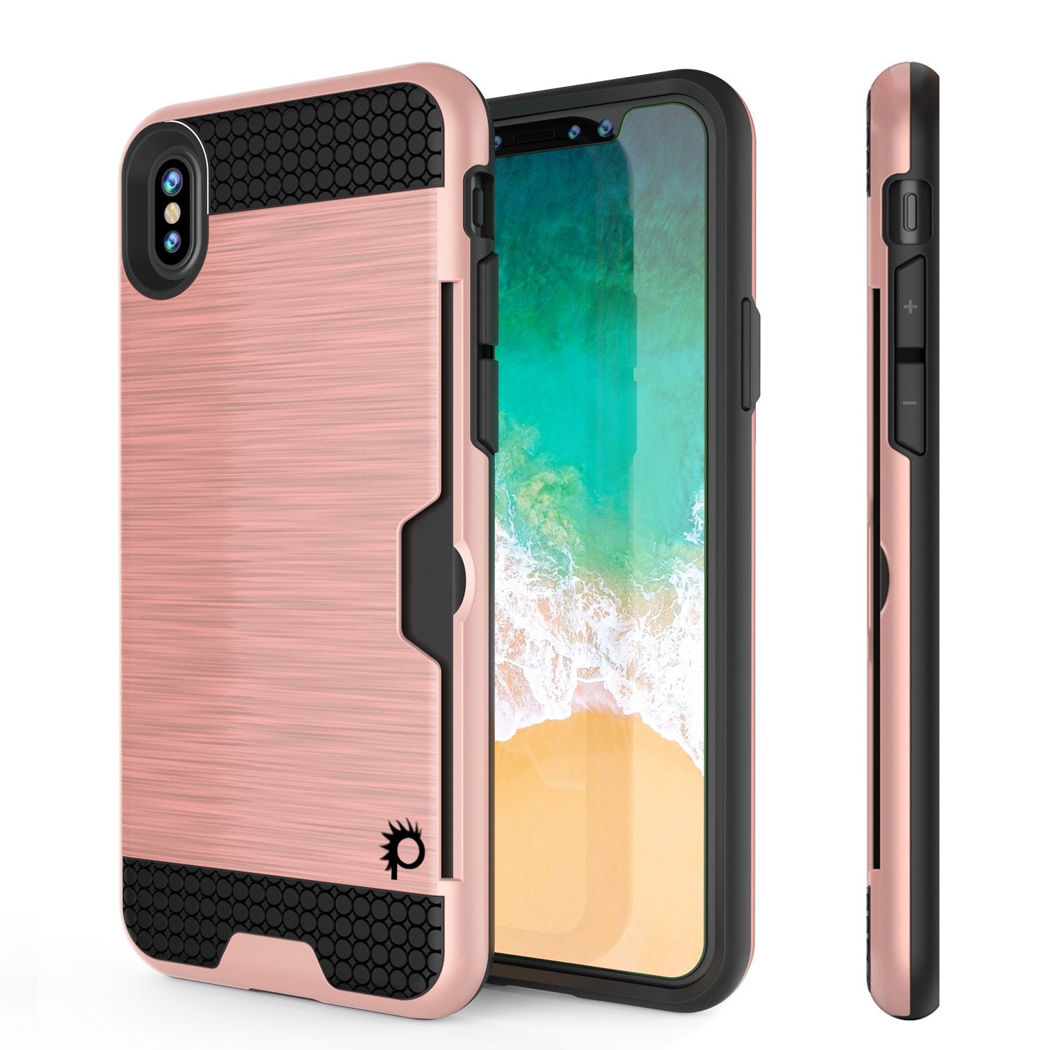 iPhone X Case, PUNKcase [SLOT Series] Slim Fit Dual-Layer Armor Cover & Tempered Glass PUNKSHIELD Screen Protector for Apple iPhone X [Rose Gold]