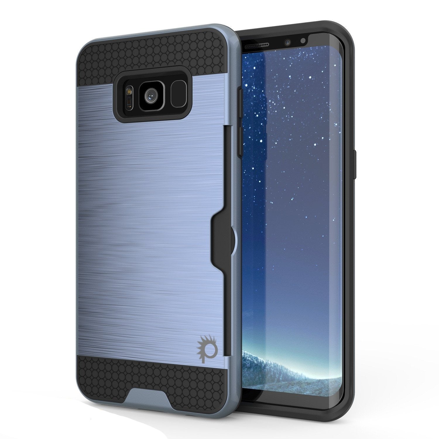 Galaxy S8 Plus Case, PUNKcase [SLOT Series] [Slim Fit] Dual-Layer Armor Cover w/Integrated Anti-Shock System, Credit Card Slot & PunkShield Screen Protector for Samsung Galaxy S8+ [Navy]