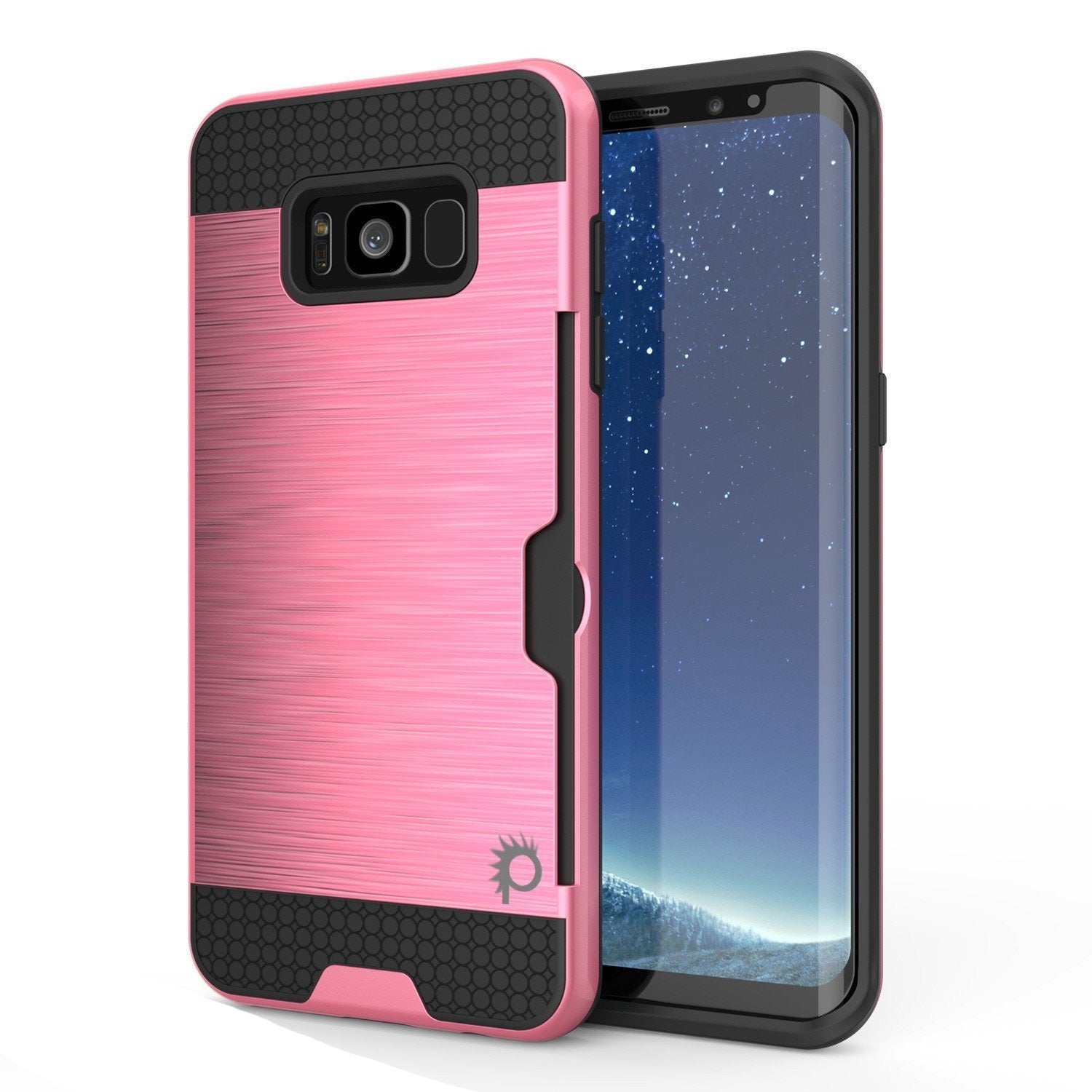Galaxy S8 Plus Case, PUNKcase [SLOT Series] [Slim Fit] Dual-Layer Armor Cover w/Integrated Anti-Shock System, Credit Card Slot & PunkShield Screen Protector for Samsung Galaxy S8+ [Pink]