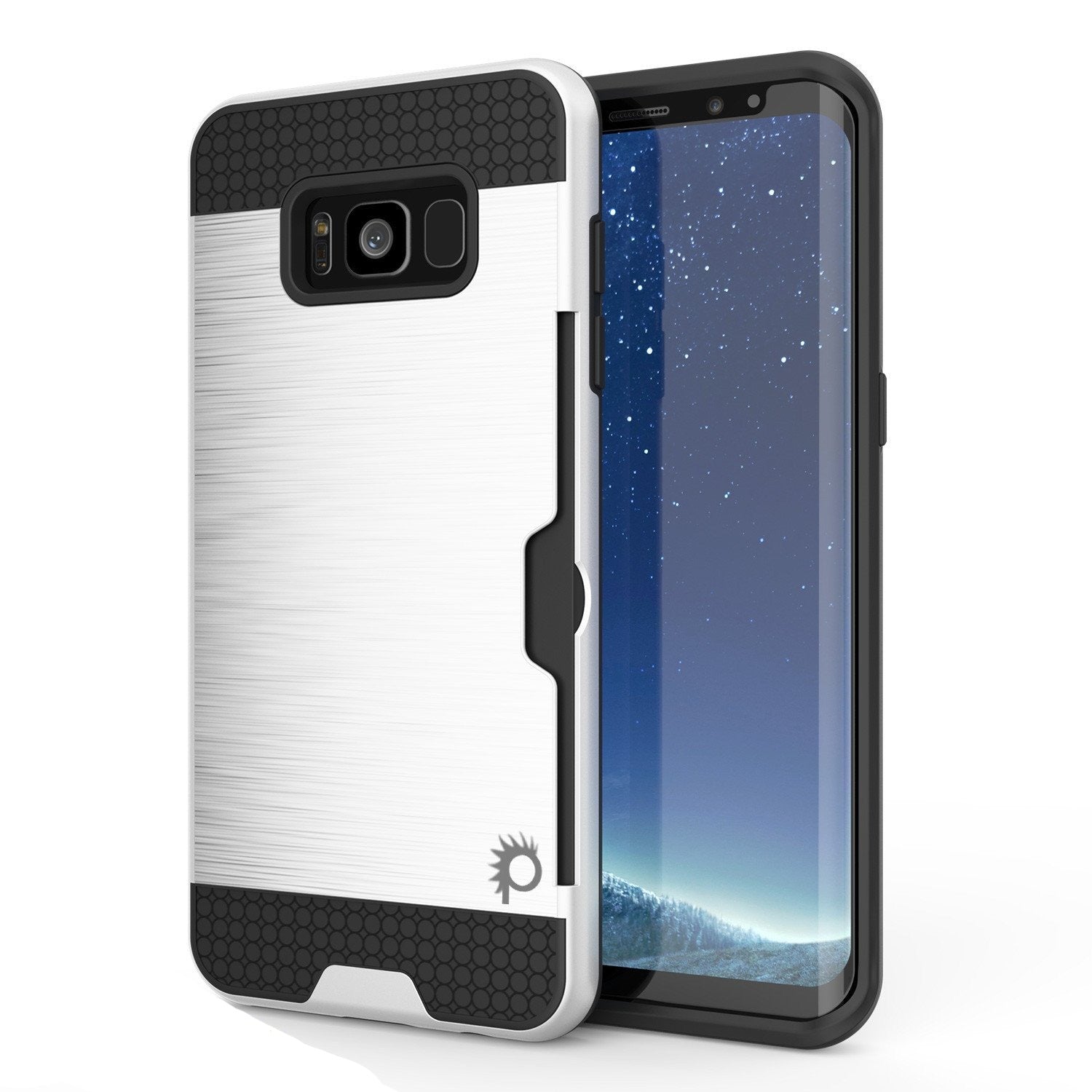 Galaxy S8 Plus Case, PUNKcase [SLOT Series] [Slim Fit] Dual-Layer Armor Cover w/Integrated Anti-Shock System, Credit Card Slot & PunkShield Screen Protector for Samsung Galaxy S8+ [White]