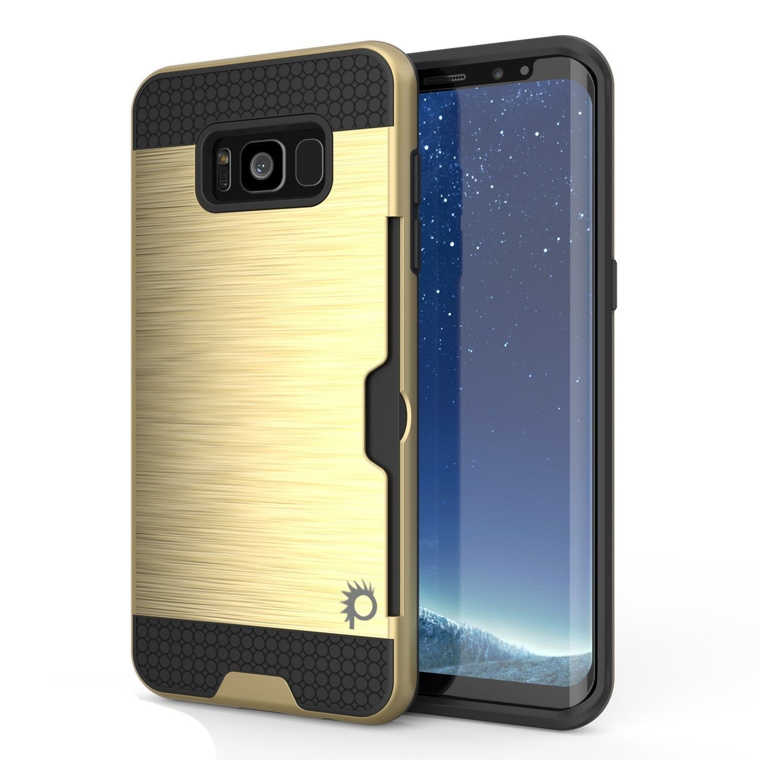 Galaxy S8 Plus Case, PUNKcase [SLOT Series] [Slim Fit] Dual-Layer Armor Cover w/Integrated Anti-Shock System, Credit Card Slot & PunkShield Screen Protector for Samsung Galaxy S8+ [Gold] - PunkCase NZ