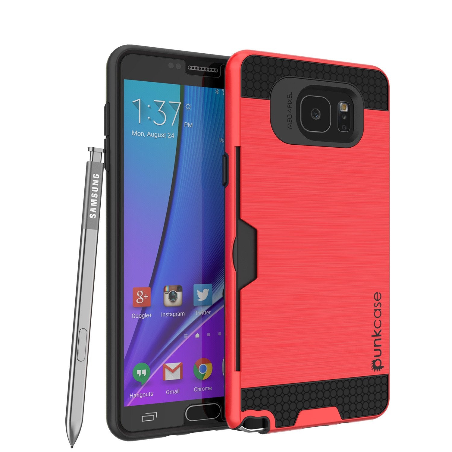 Galaxy Note 5 Case PunkCase SLOT Red Series Slim Armor Soft Cover Case w/ Tempered Glass